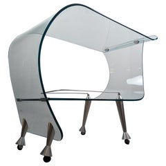 Glass bar cart trolley by Massimo Iosa-Ghini for Fiam, Italy, 1990s