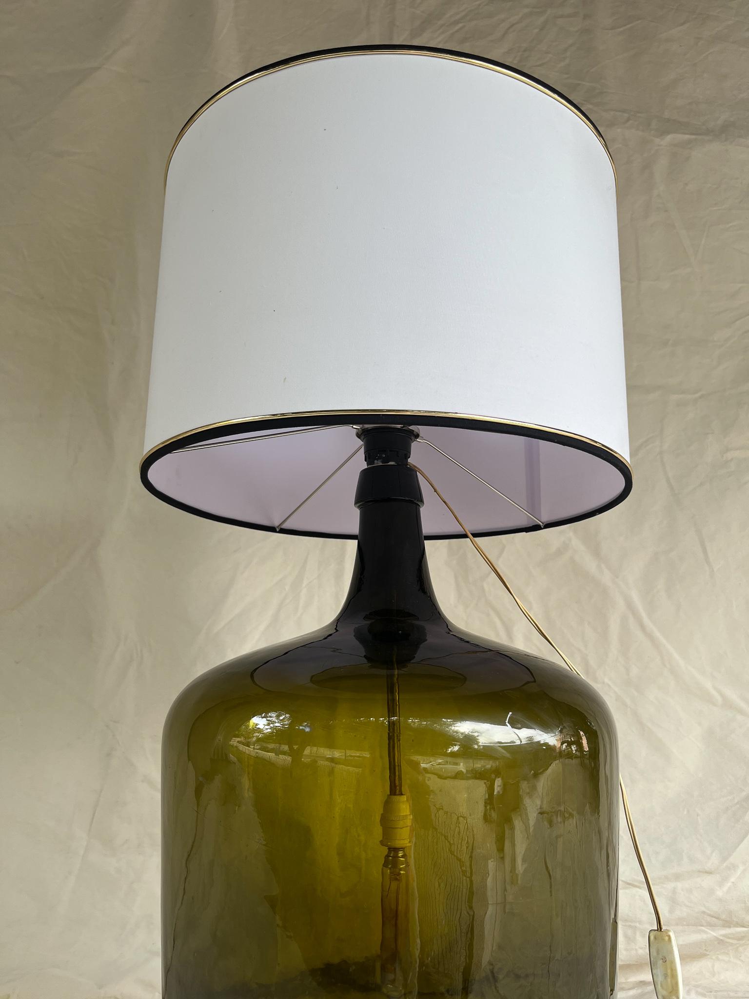 Glass barrel adapted to lamp. Portugal 20th century.
