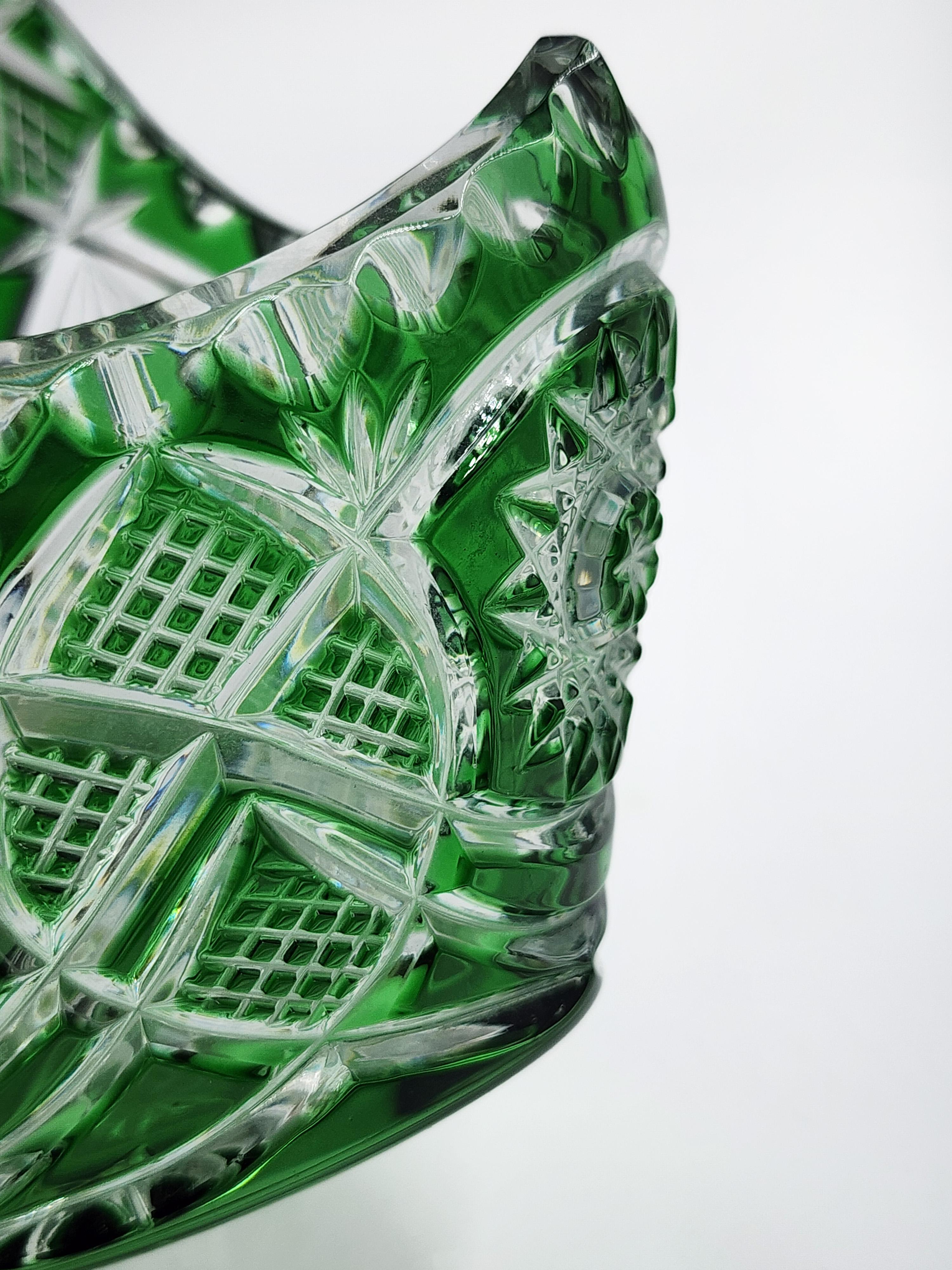 Post-Modern Glass basket from Bleikristall, Germany For Sale