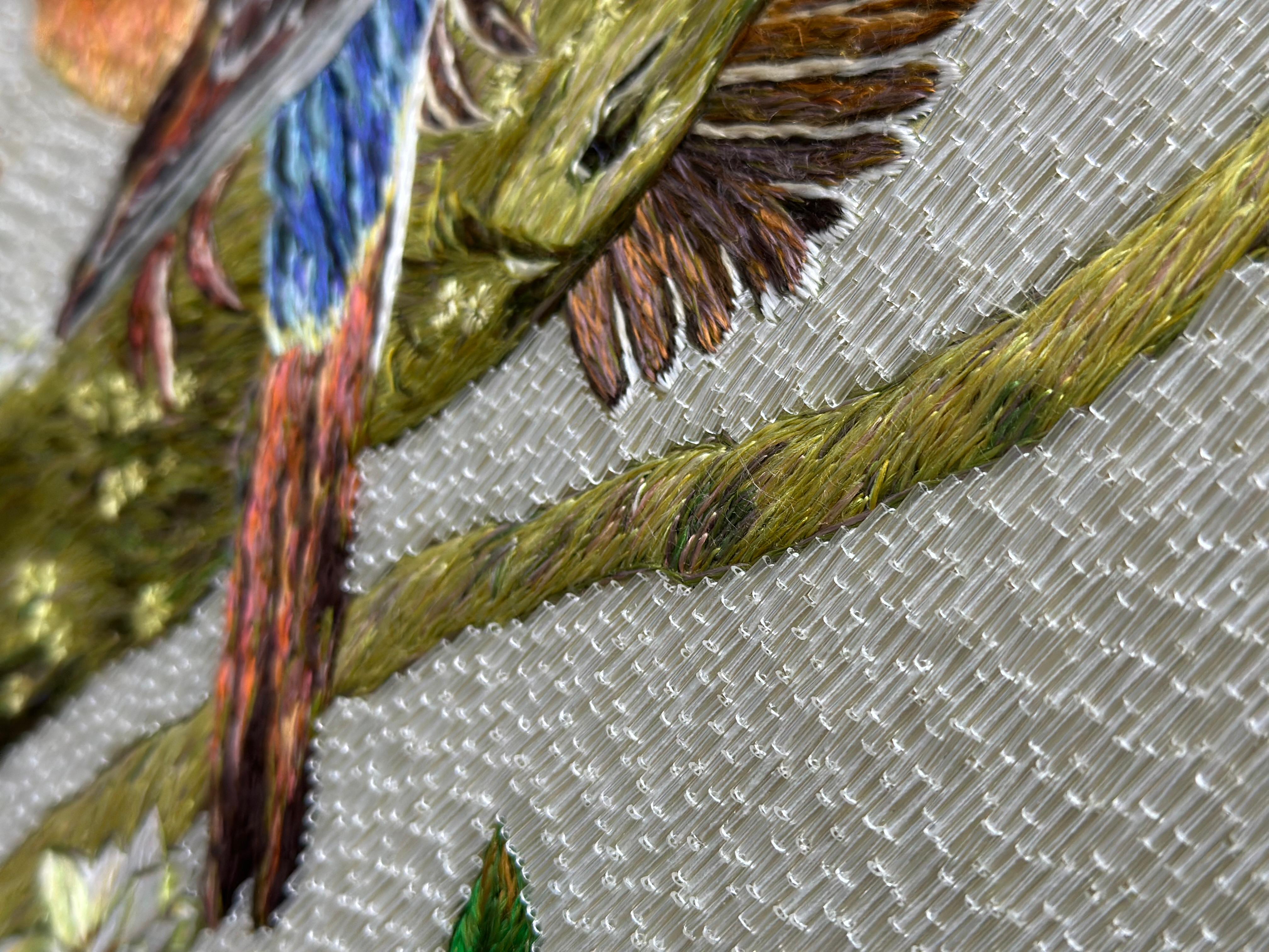 Glasperlen und feine Seidenstickerei, Frühlingsgarten, Fragment für Wandtafeln im Angebot 9