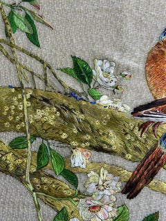 Glass Beads and Fine Silk Embroidery, Spring Garden, Fragment for Wall Panels