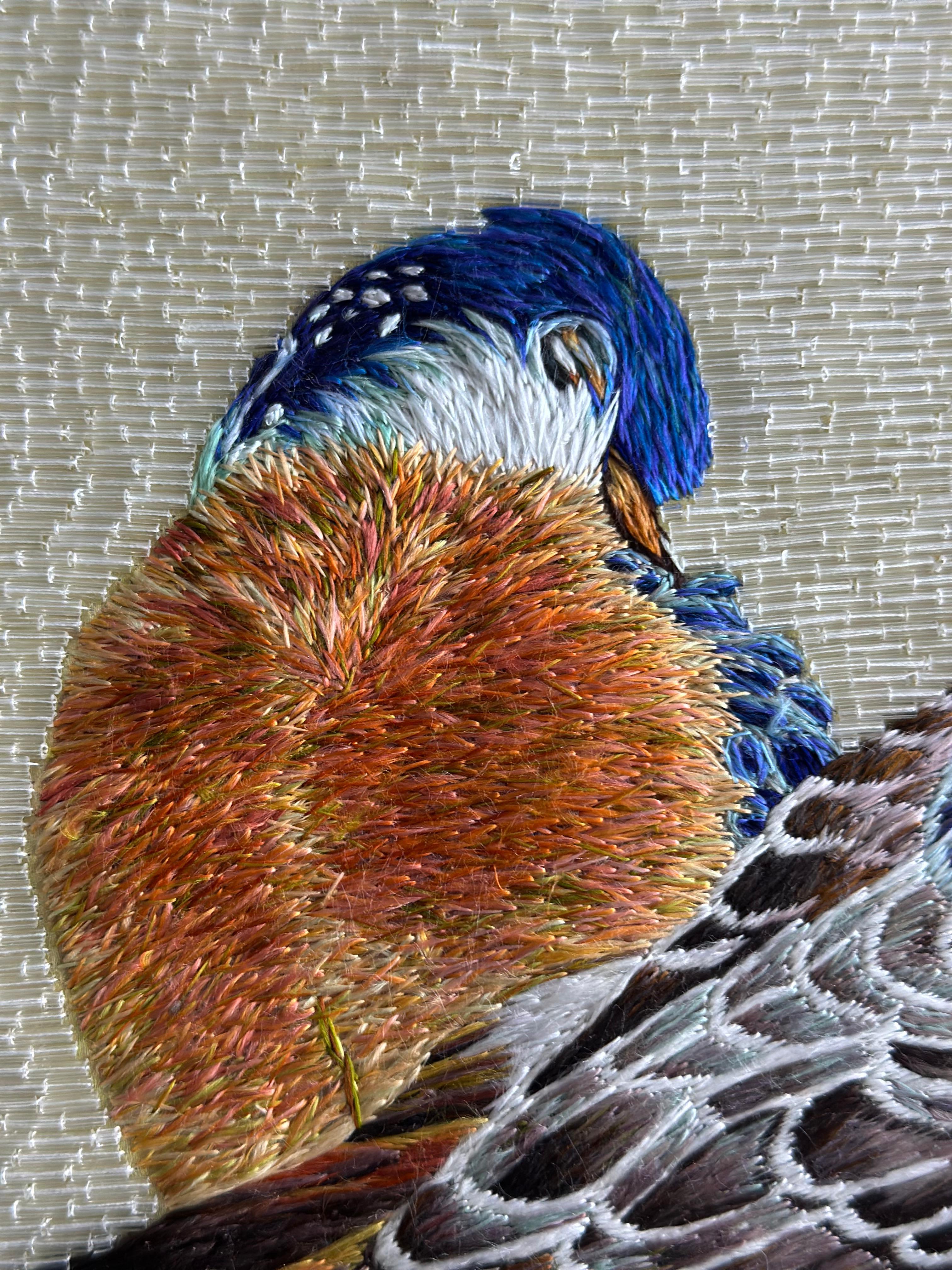 Glasperlen und feine Seidenstickerei, Frühlingsgarten, Fragment für Wandtafeln im Zustand „Hervorragend“ im Angebot in Hong Kong, HK