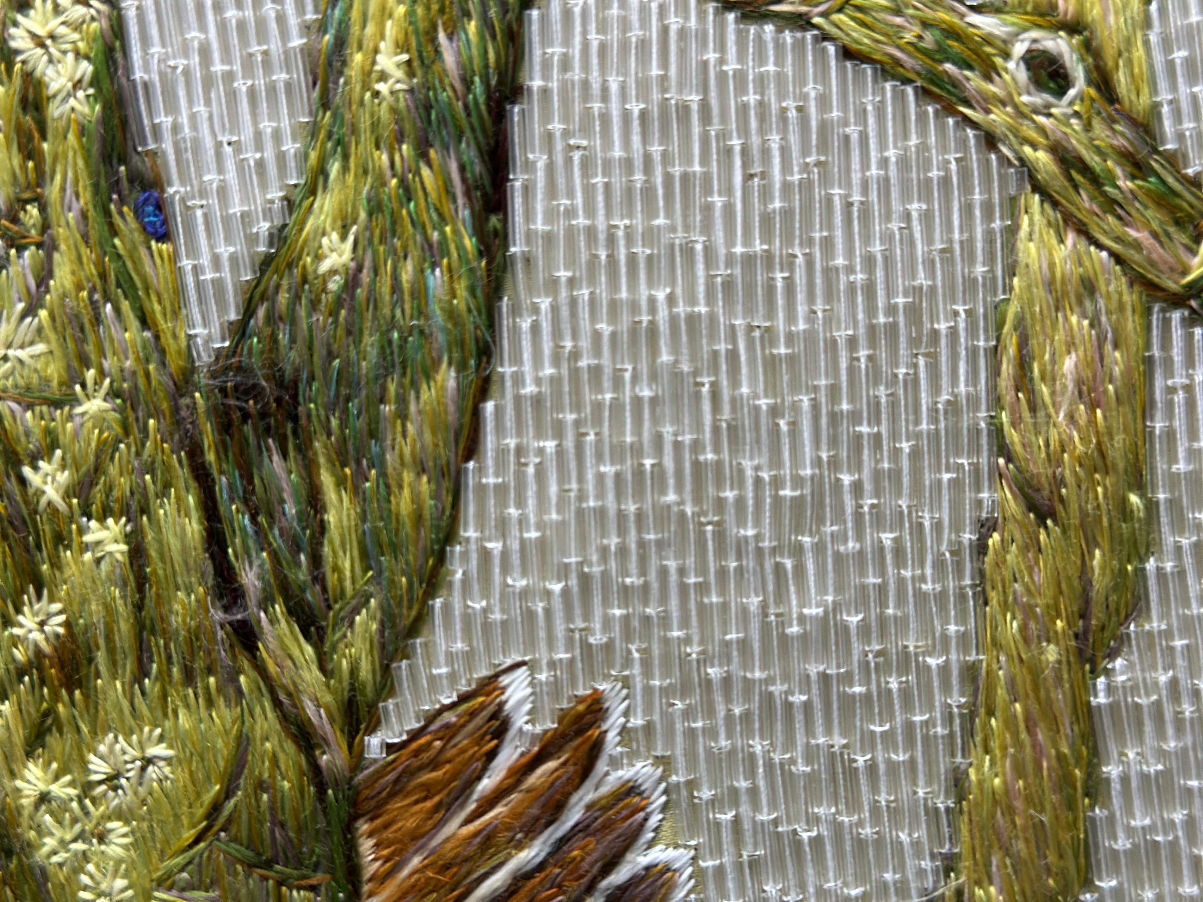 Glasperlen und feine Seidenstickerei, Frühlingsgarten, Fragment für Wandtafeln im Angebot 4