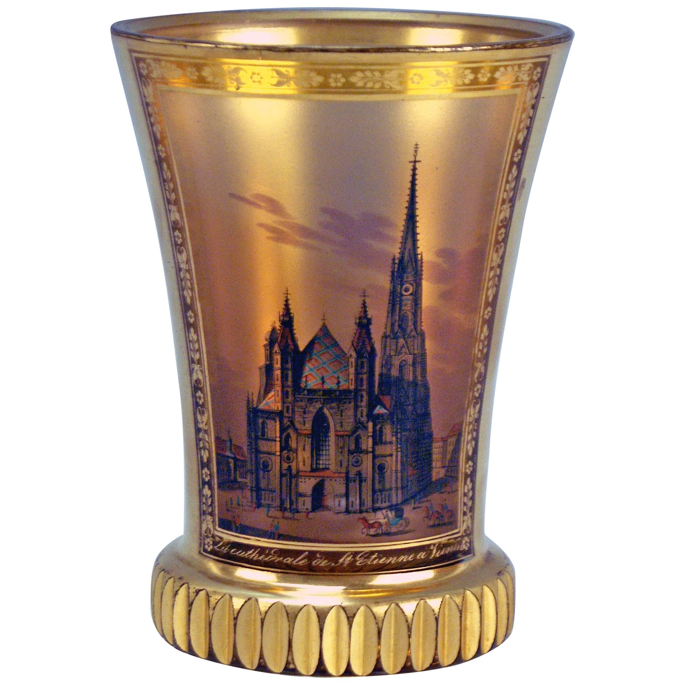 Glass Biedermeier Transparent Beaker Church Saint Stephen Vienna Kothgasser 1825