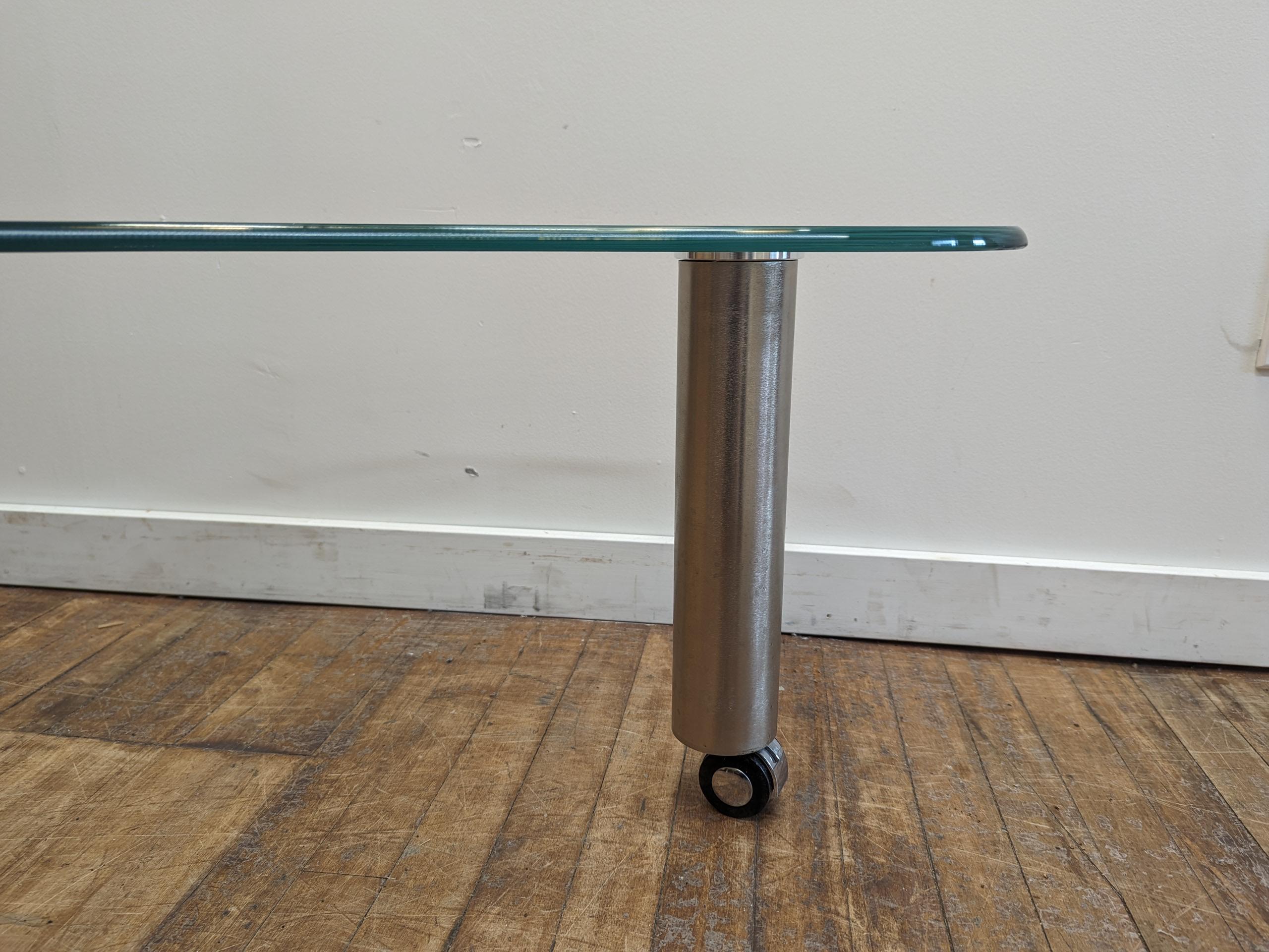 American Glass Biomorphic Coffee table on casters  For Sale