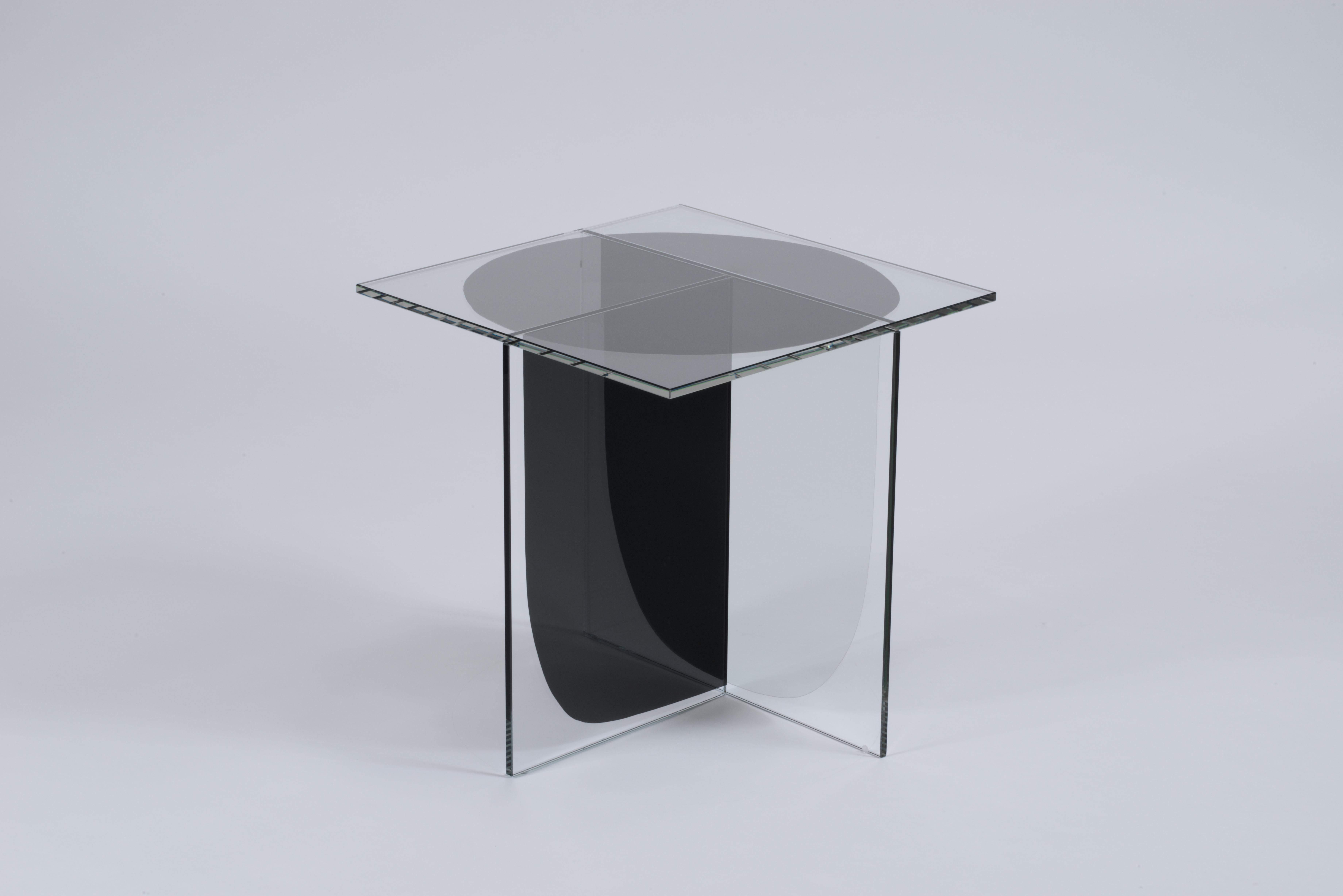 Bipolar coffee table by OS and OOS
Dimensions: 45 x 45 x 46 cm
Materials: glass and flterd laminated
Another option: Large version coffee table: 110 x 45 x 30 
Weight:
Coffee table: 27 kg

Studio OS and OOS is design studio for small objects