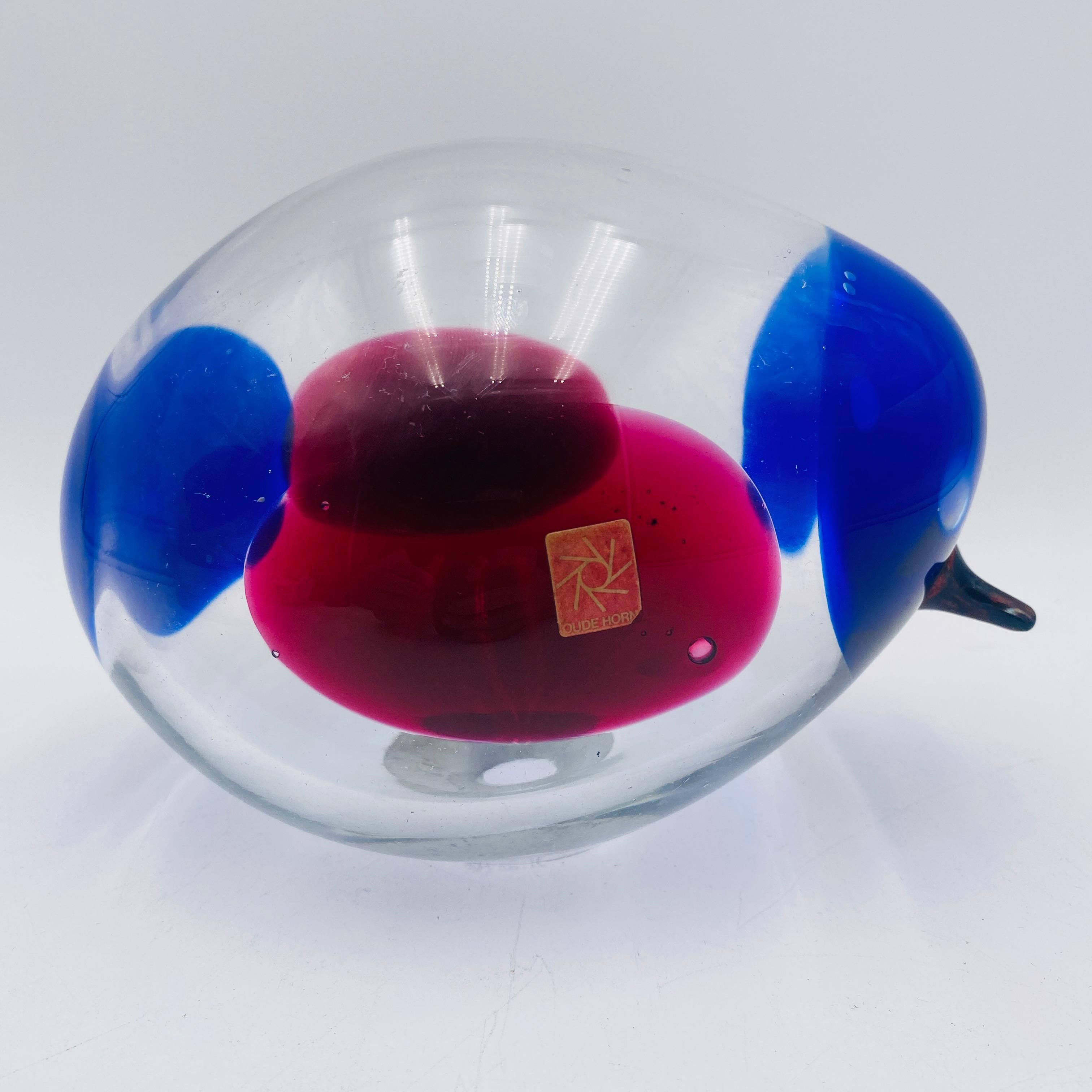 Glass Bird Sculpture Oude Horn in vendita 2