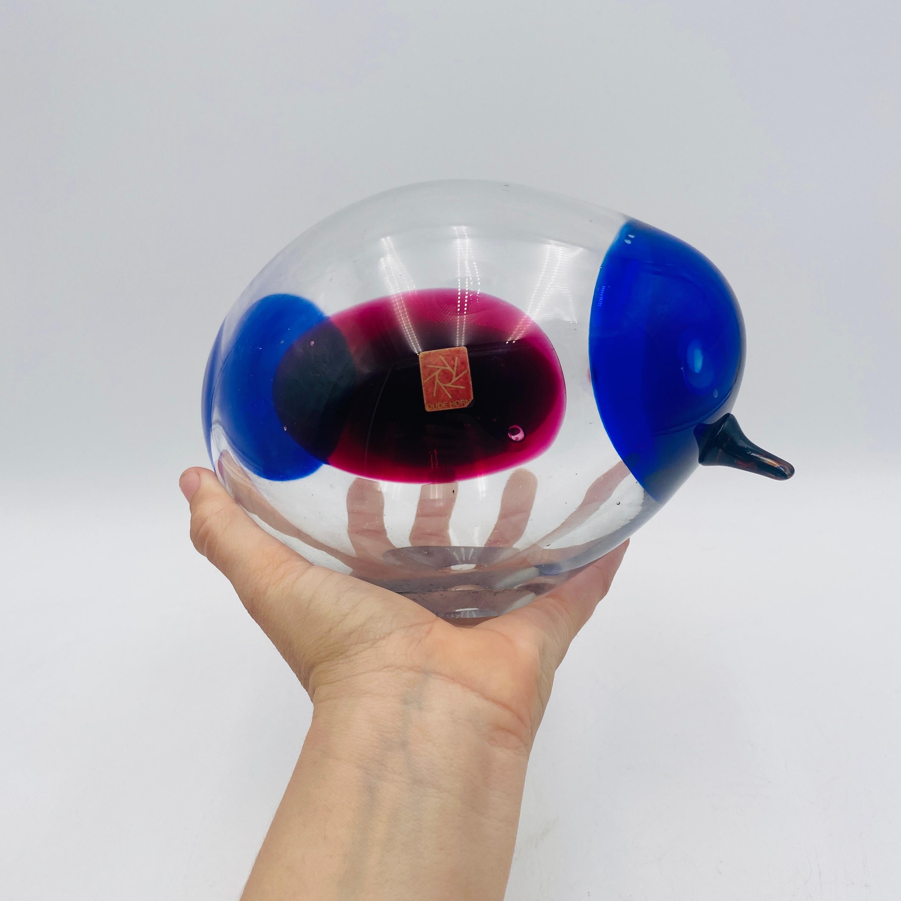 Glass Bird Sculpture Oude Horn in vendita 3