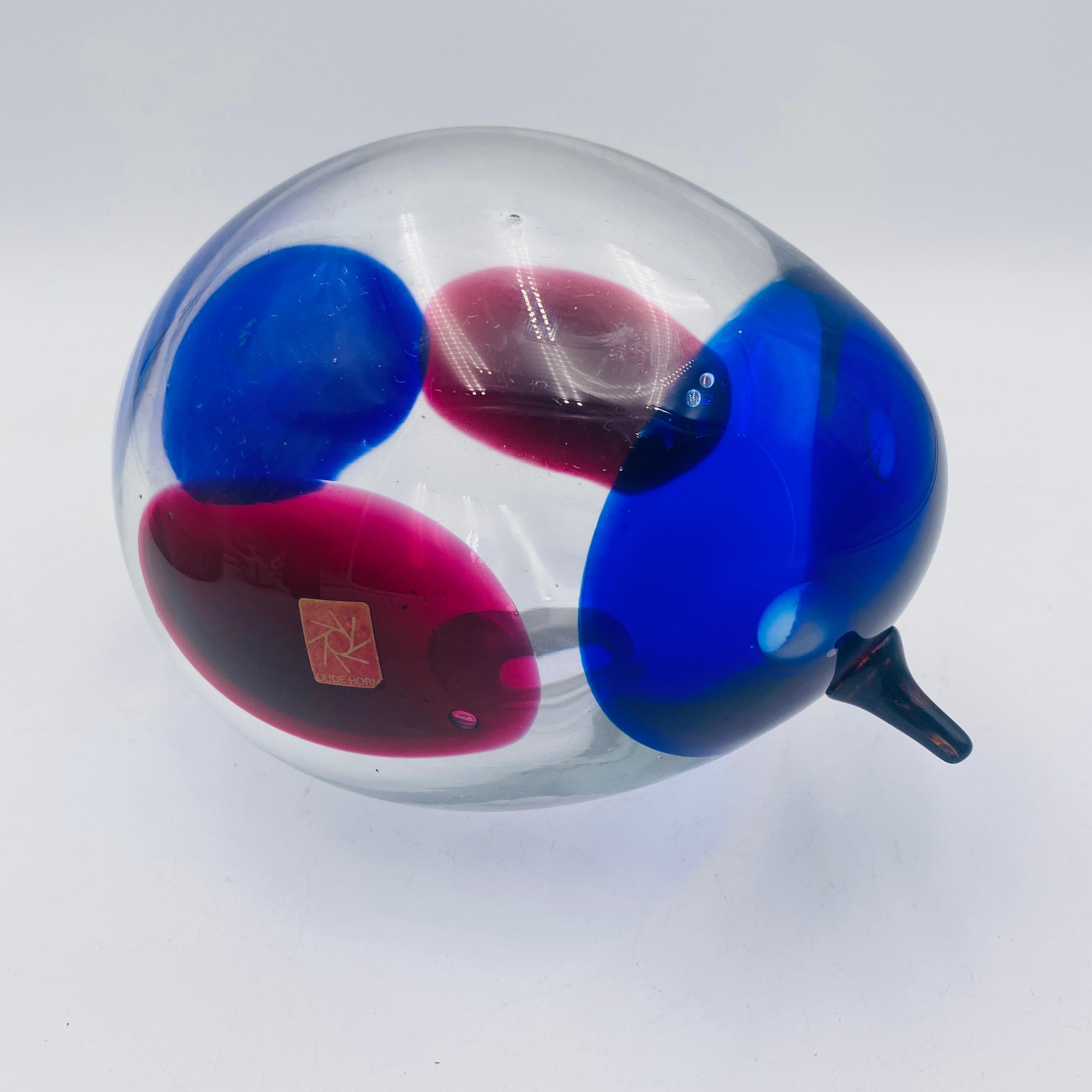 Glass Bird Sculpture Oude Horn in vendita 6