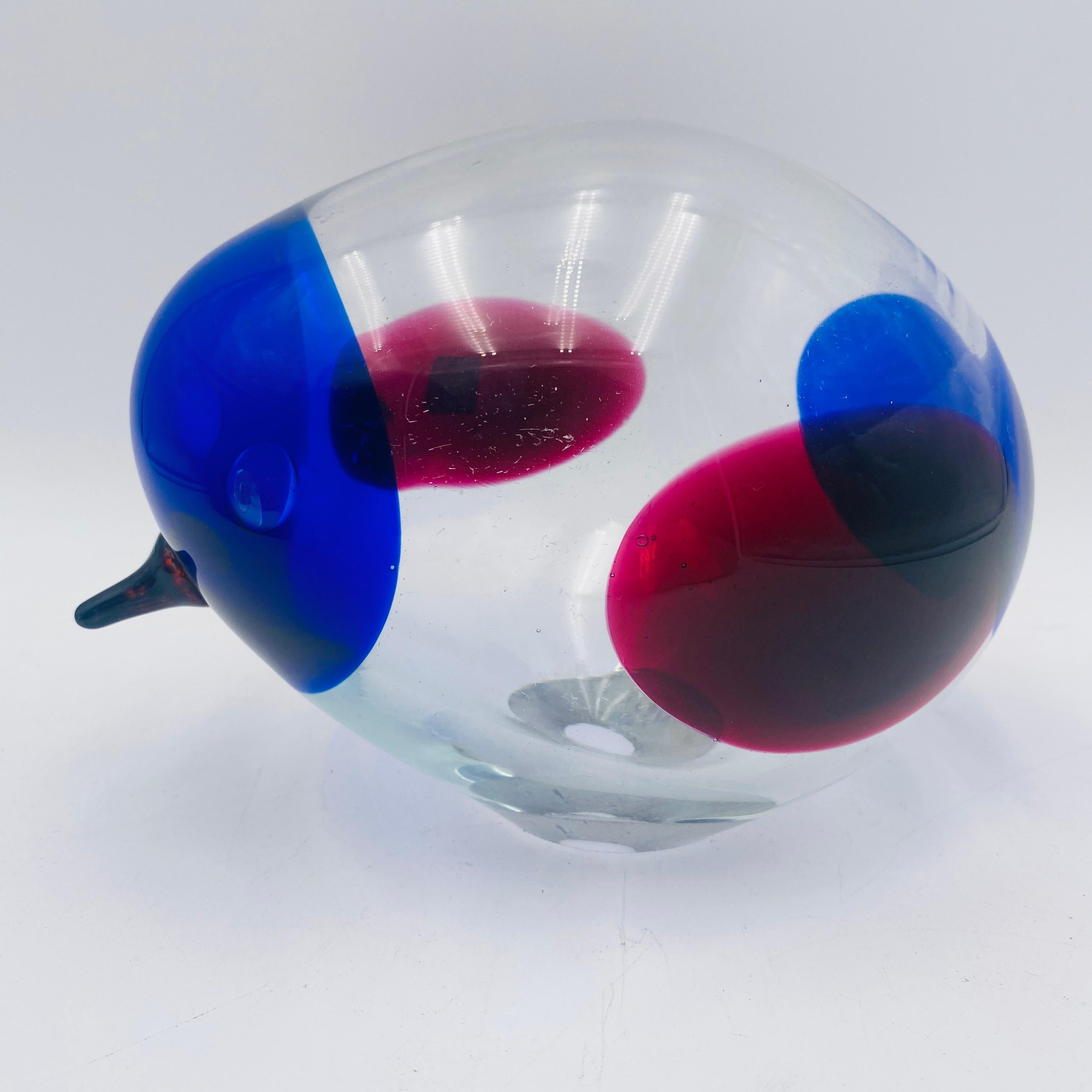 Fine XX secolo Glass Bird Sculpture Oude Horn in vendita
