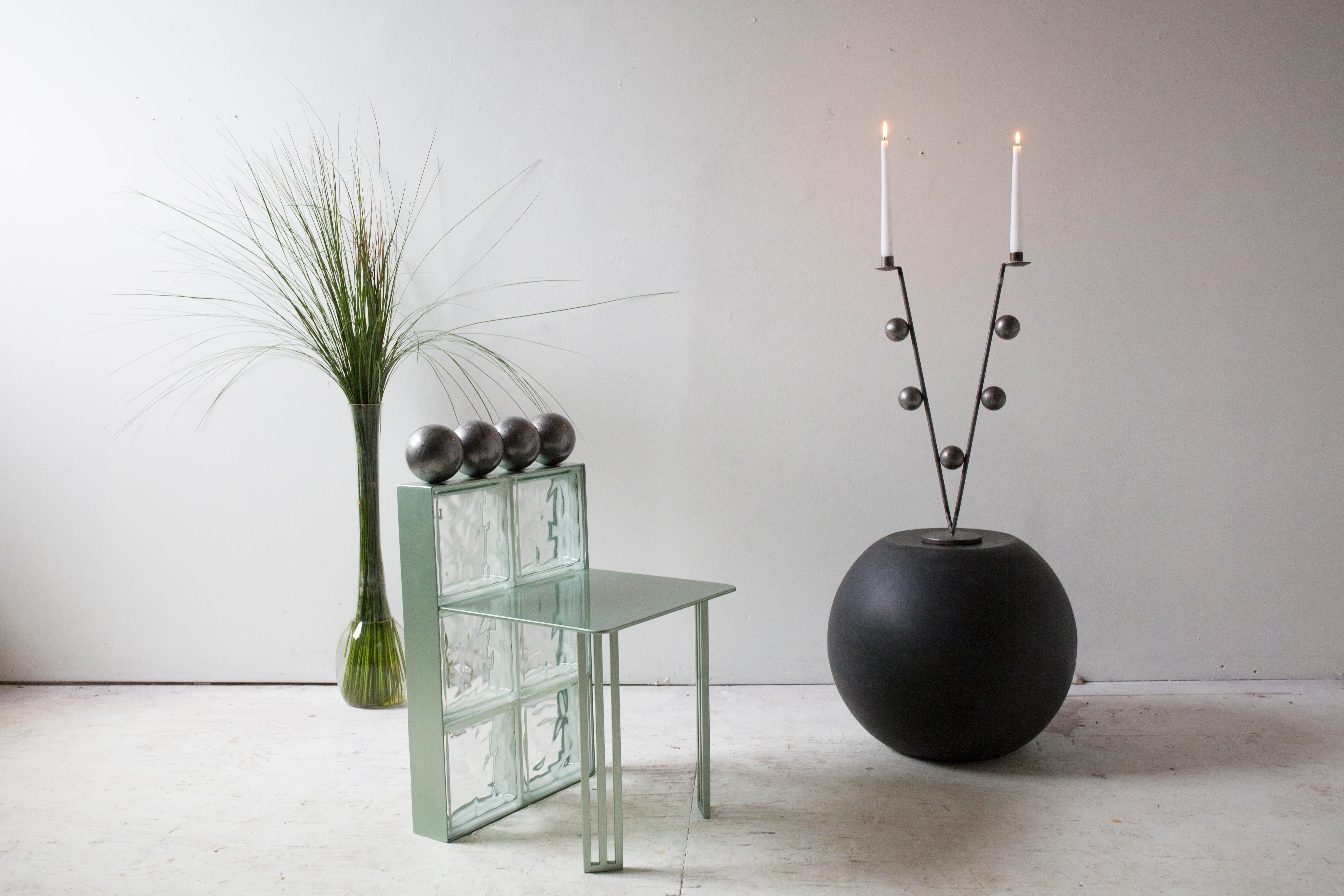 American Glass Block and Steel Balls Chair For Sale