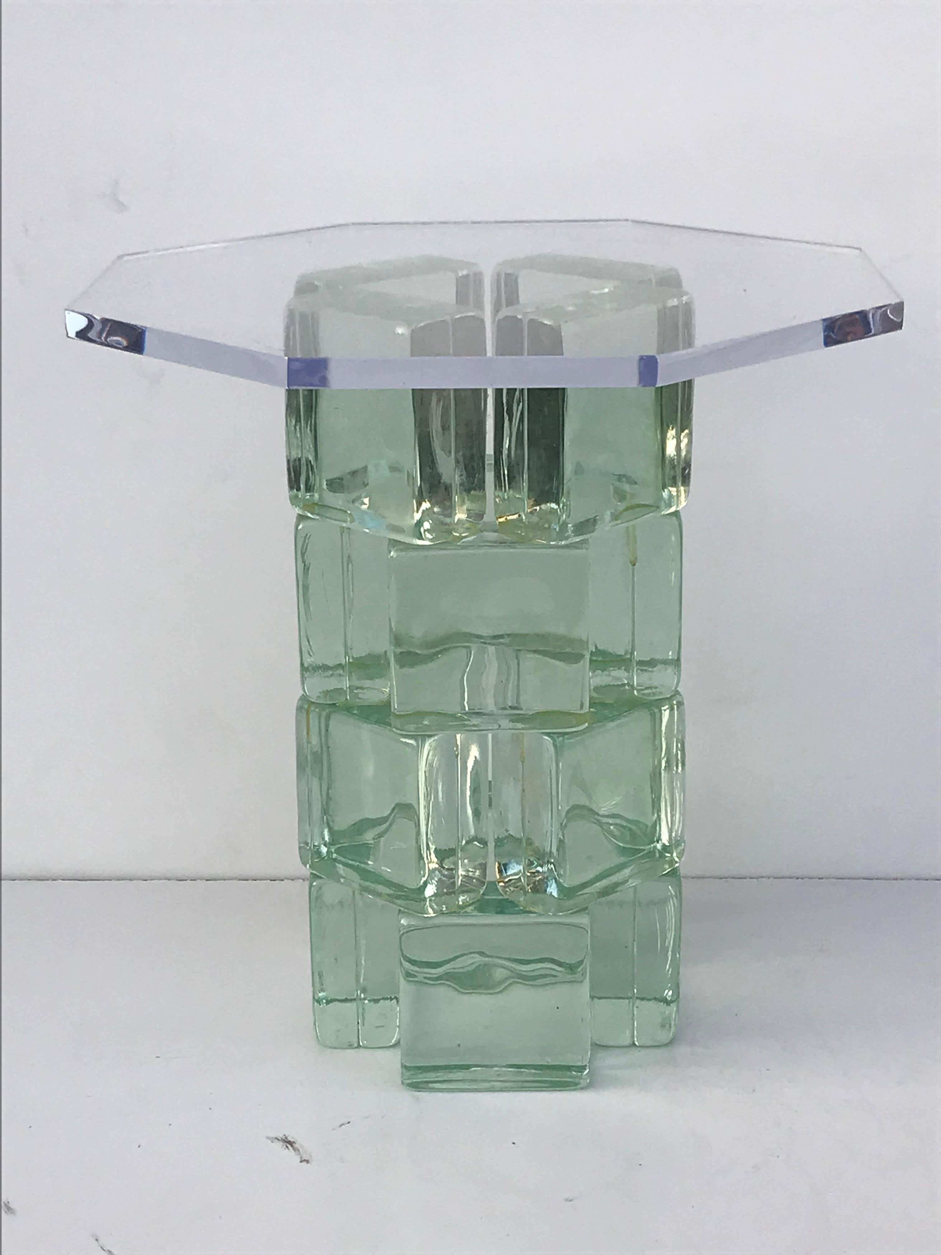 Glass block side table with Imperial Imagineering with 3/4