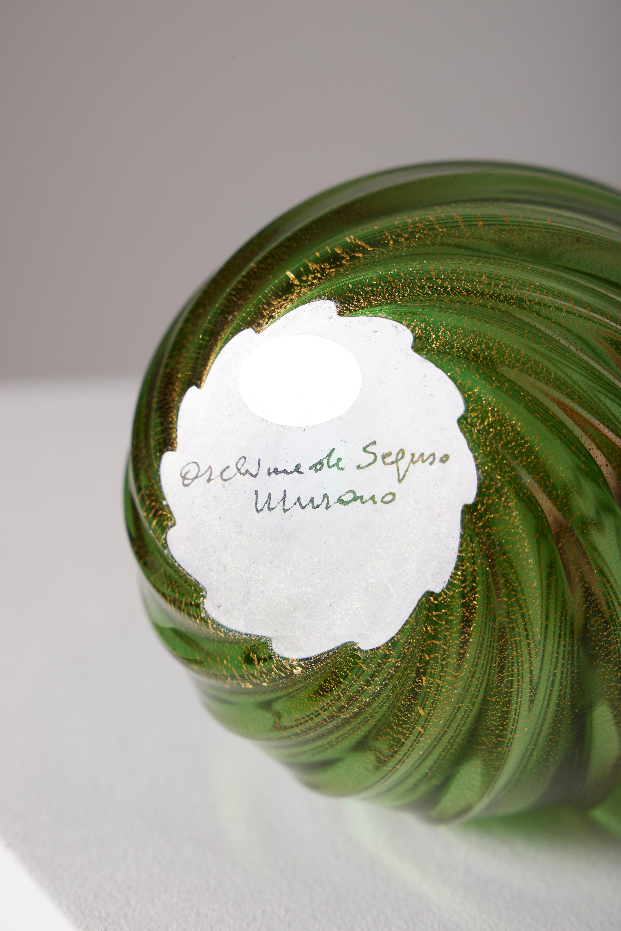 Glass blown vase from Murano signed by Archimede Seguso For Sale 4