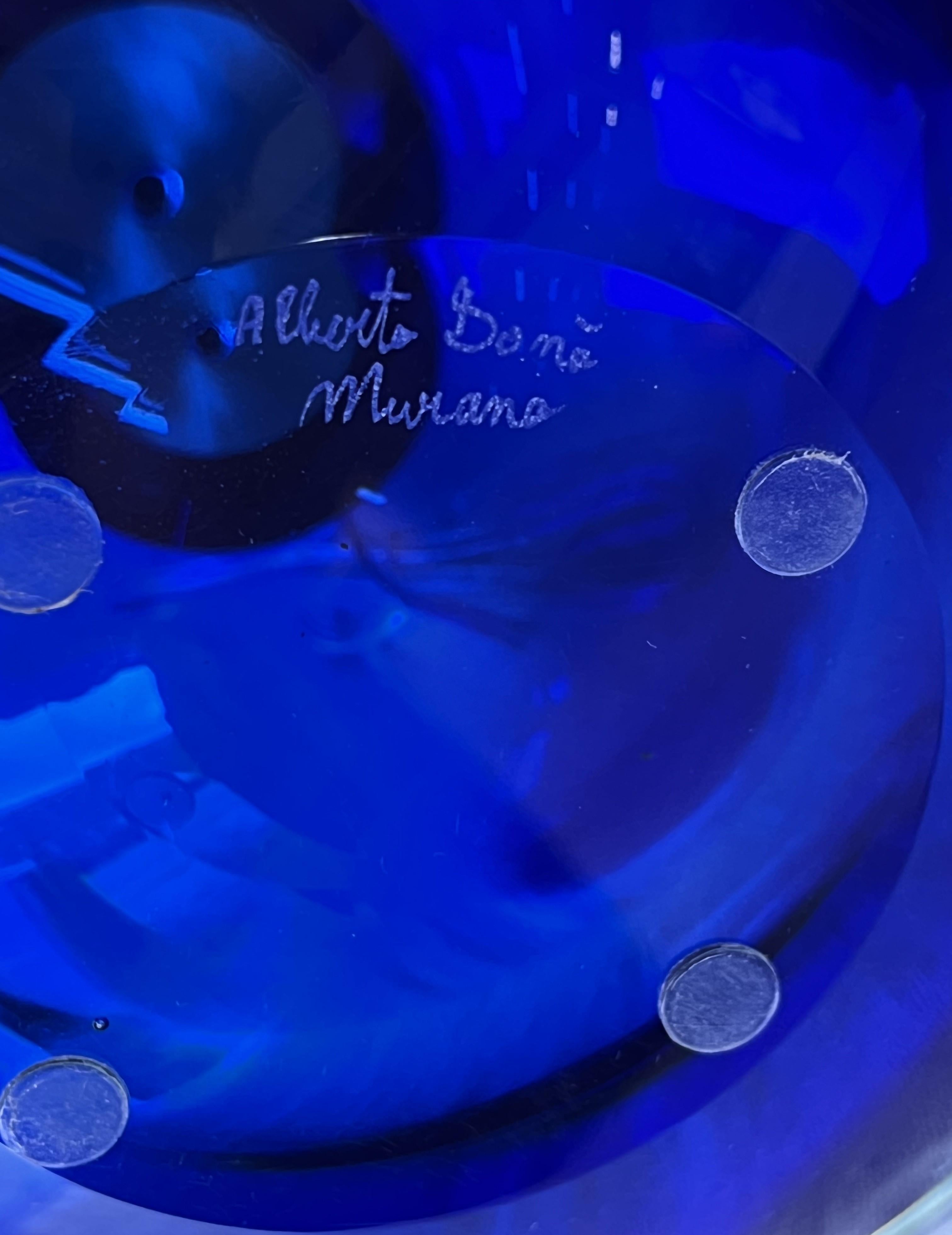 Lámparas de mesa de cristal azul de Alberto Dona en venta 4