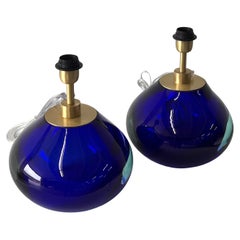 Glass Blue Table Lamps by Alberto Dona