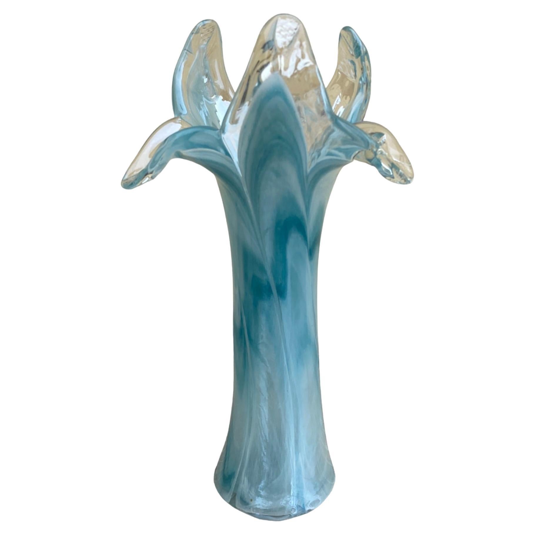 Glass Blue Vase, Made in Italy