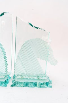 Glass bookends showing horse heads vienna around 1970s