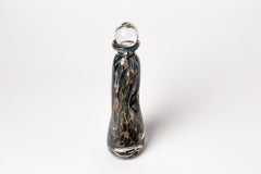 Glass Bottle with Cap Many Colors and Organic Form Signed and Dated 1989