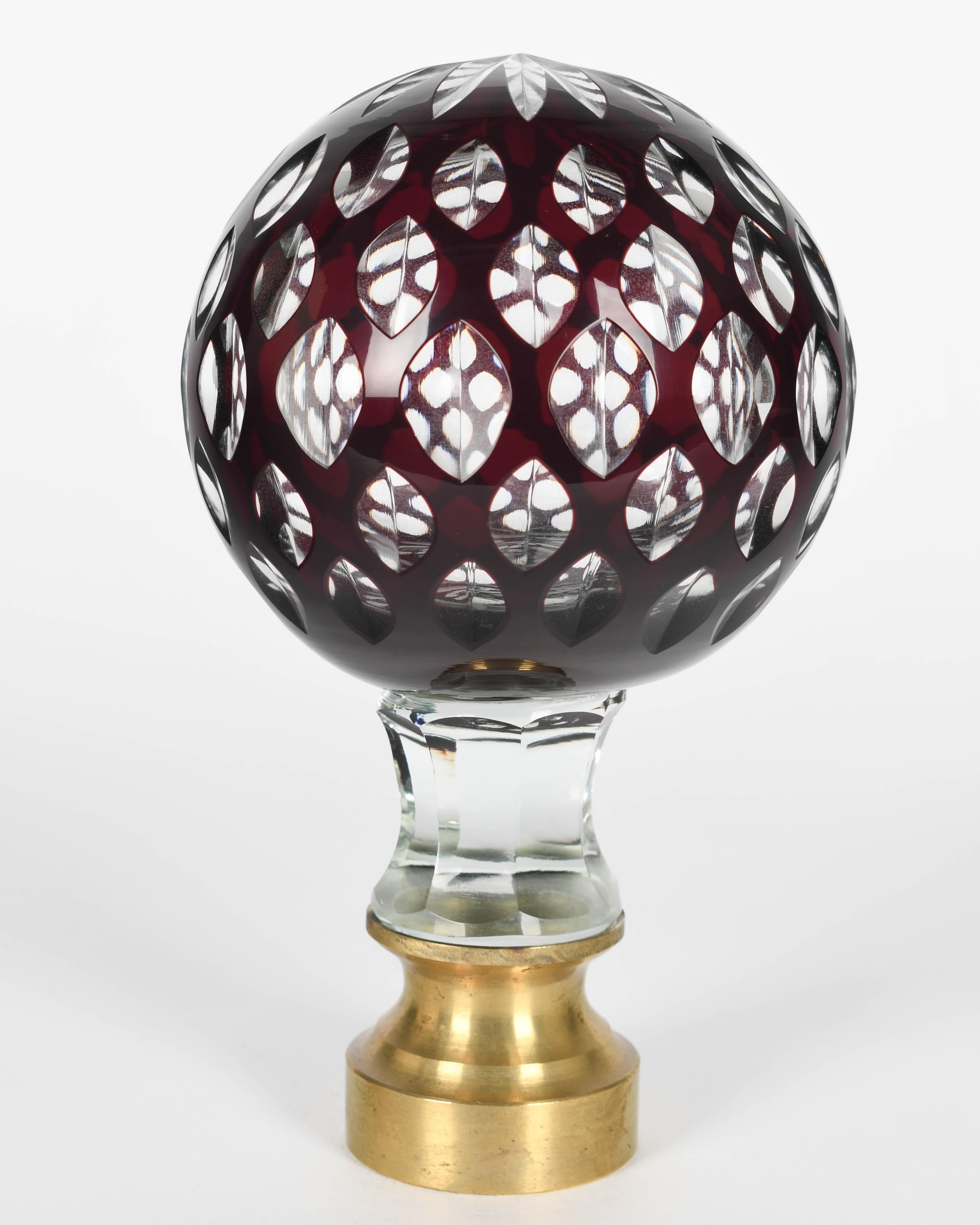 French Glass Boules d'Escalier or Newel Post Finial