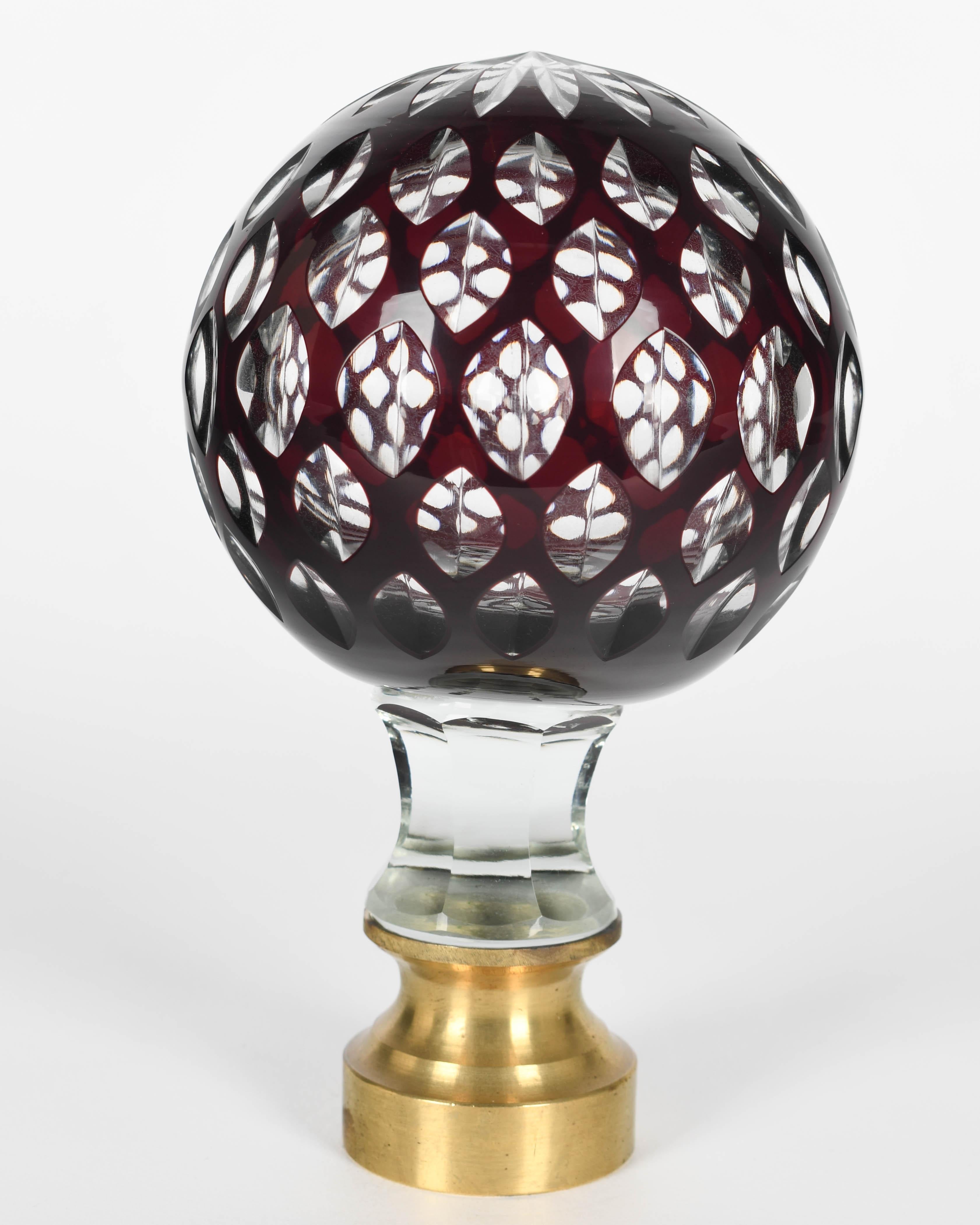 Cast Glass Boules d'Escalier or Newel Post Finial