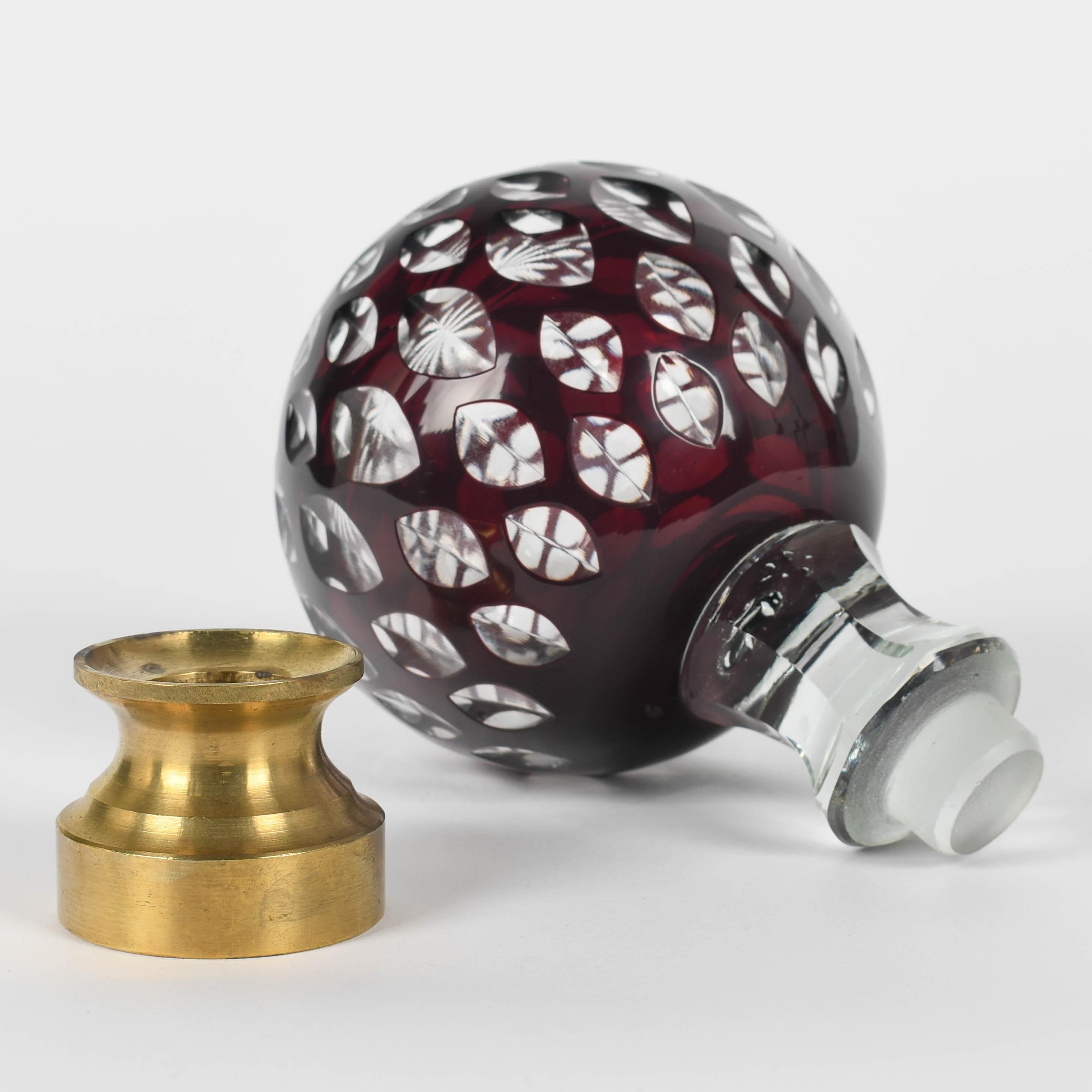 Brass Glass Boules d'Escalier or Newel Post Finial