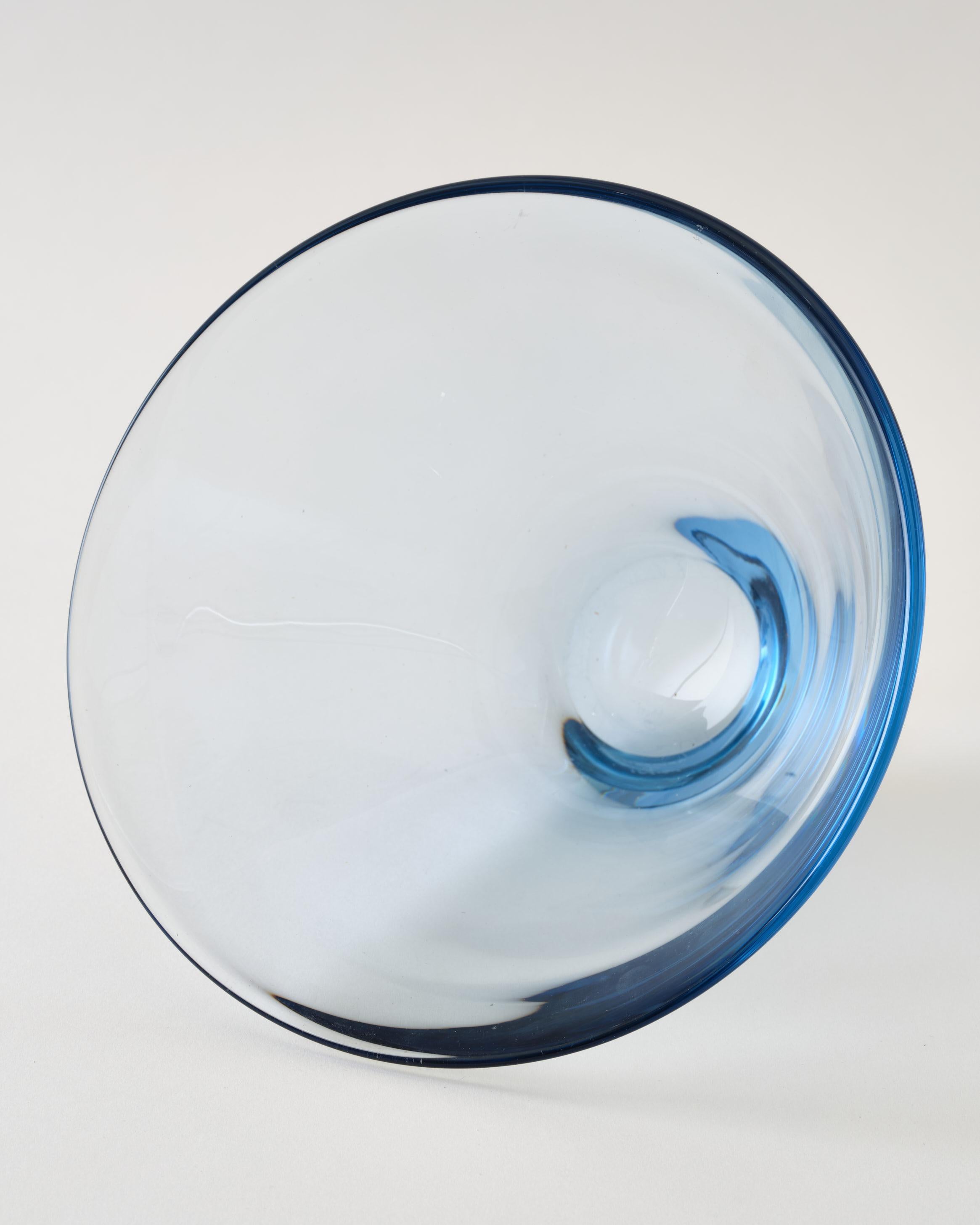 Glass Bowl by Holmegaard, Denmark, Light Blue Color, Heavy Round Shape, C 1960 For Sale 1