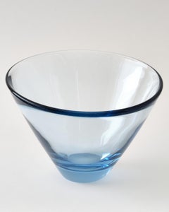 Glass Bowl by Holmegaard, Denmark, C 1960, Heavy Round Shape, Light Blue Color