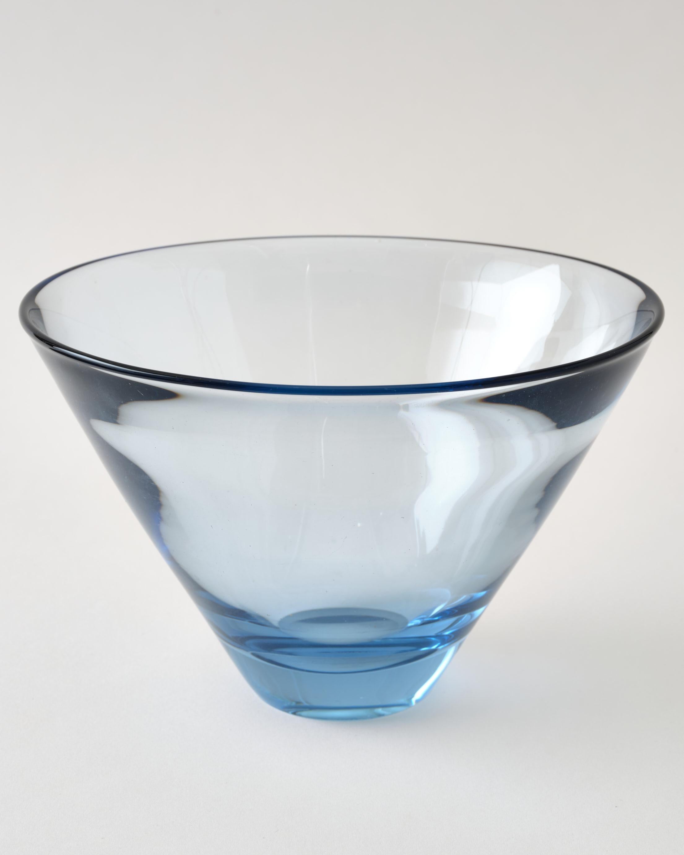 Danish Glass Bowl by Holmegaard, Denmark, Light Blue Color, Heavy Round Shape, C 1960 For Sale