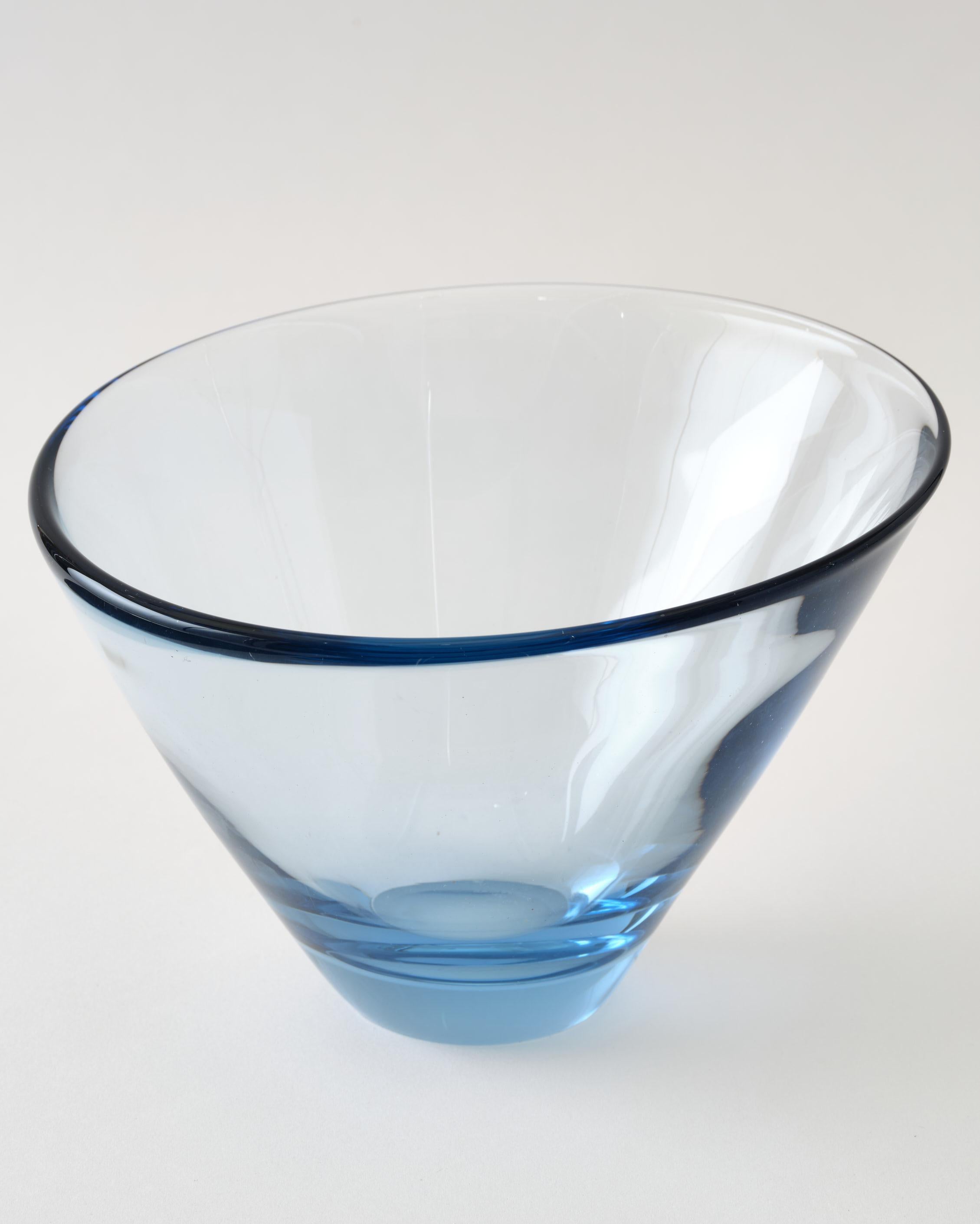 Mid-20th Century Glass Bowl by Holmegaard, Denmark, Light Blue Color, Heavy Round Shape, C 1960 For Sale