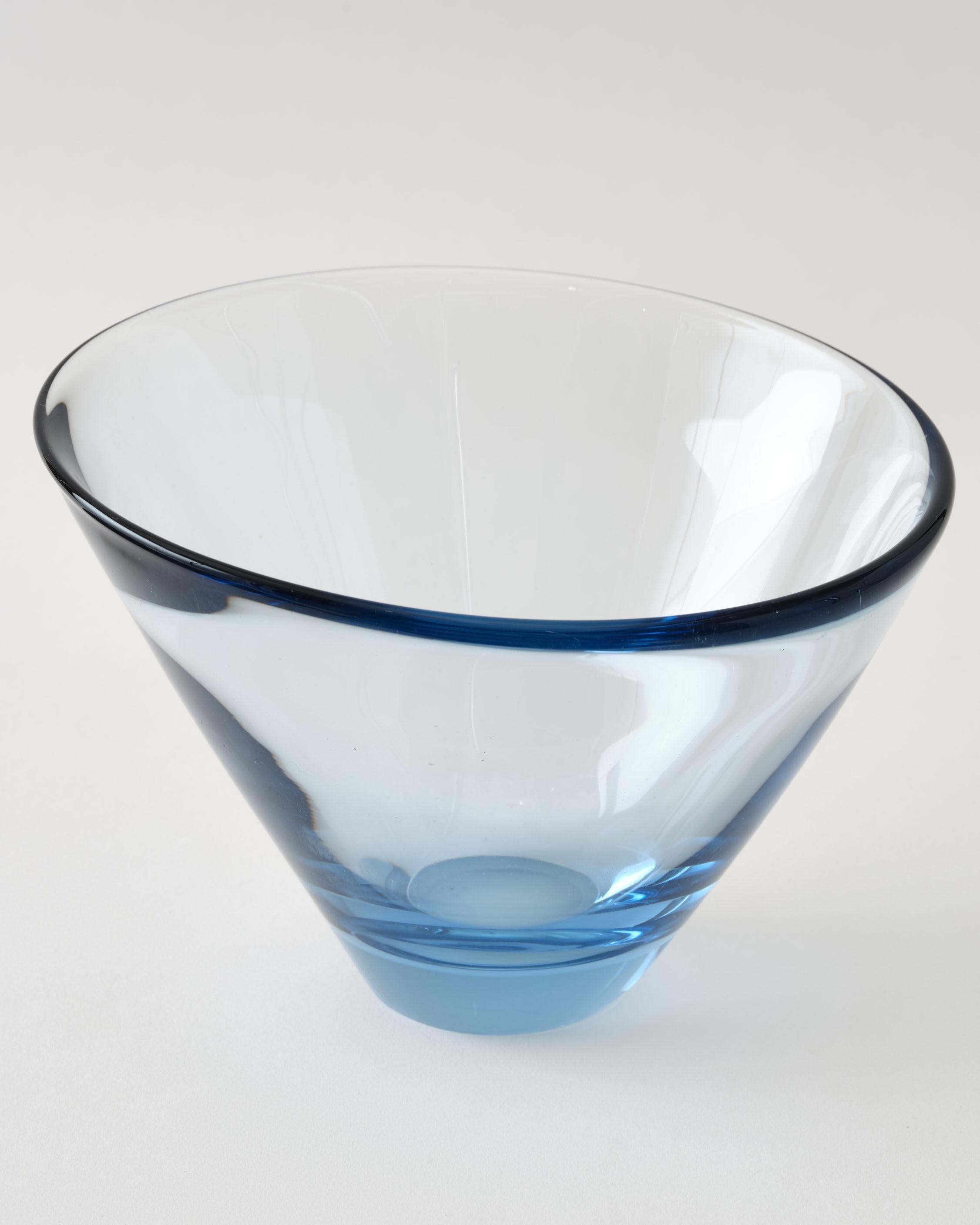 Blown Glass Glass Bowl by Holmegaard, Denmark, Light Blue Color, Heavy Round Shape, C 1960 For Sale