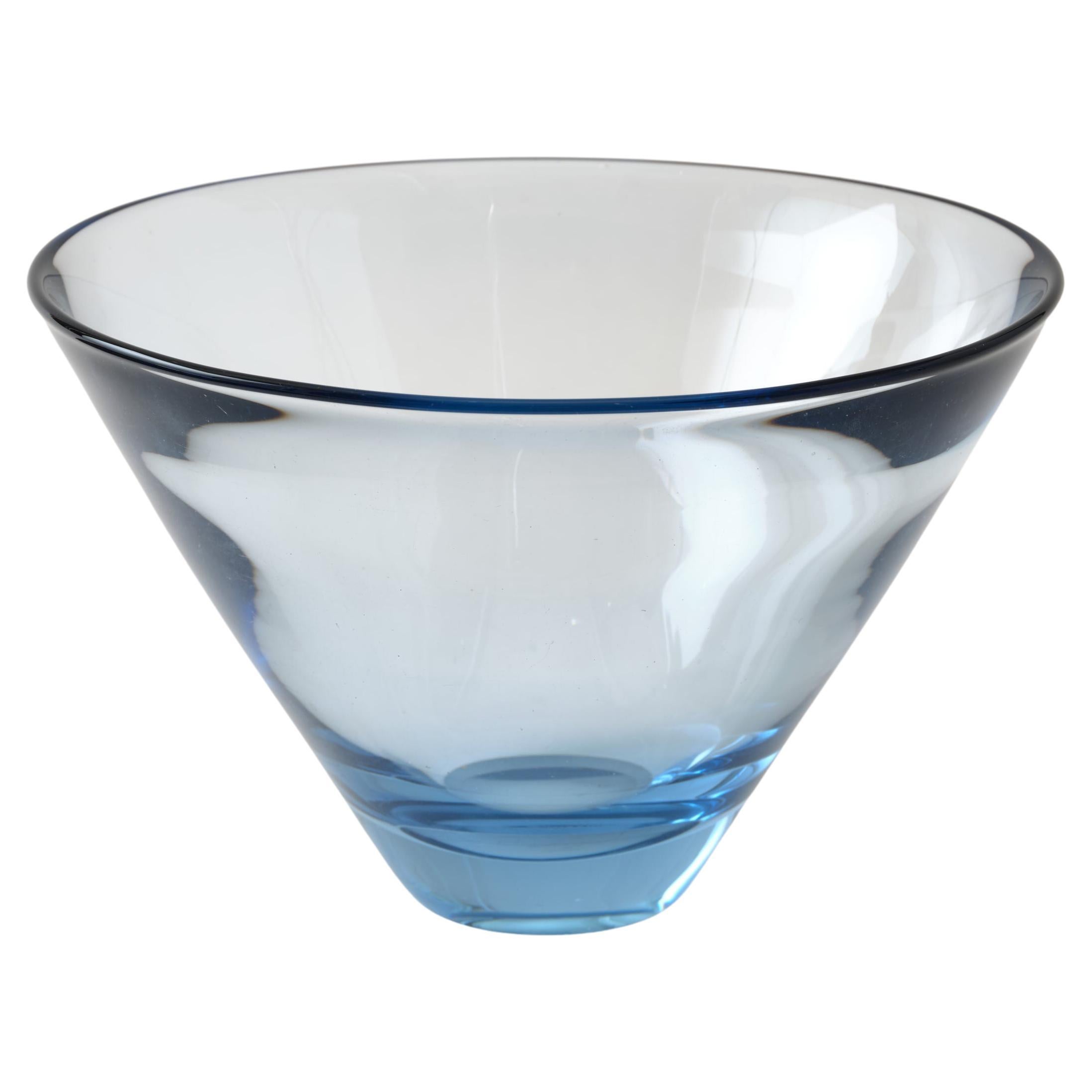 Glass Bowl by Holmegaard, Denmark, Light Blue Color, Heavy Round Shape, C 1960 For Sale