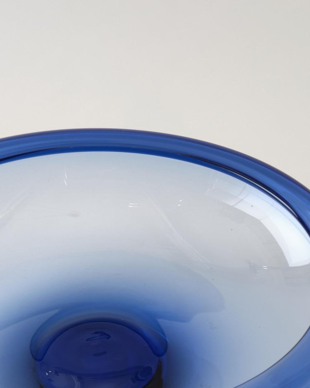 Glass Bowl by Holmegaard, Denmark, Light Blue Color, Large Round Bowl, C 1960 For Sale 2