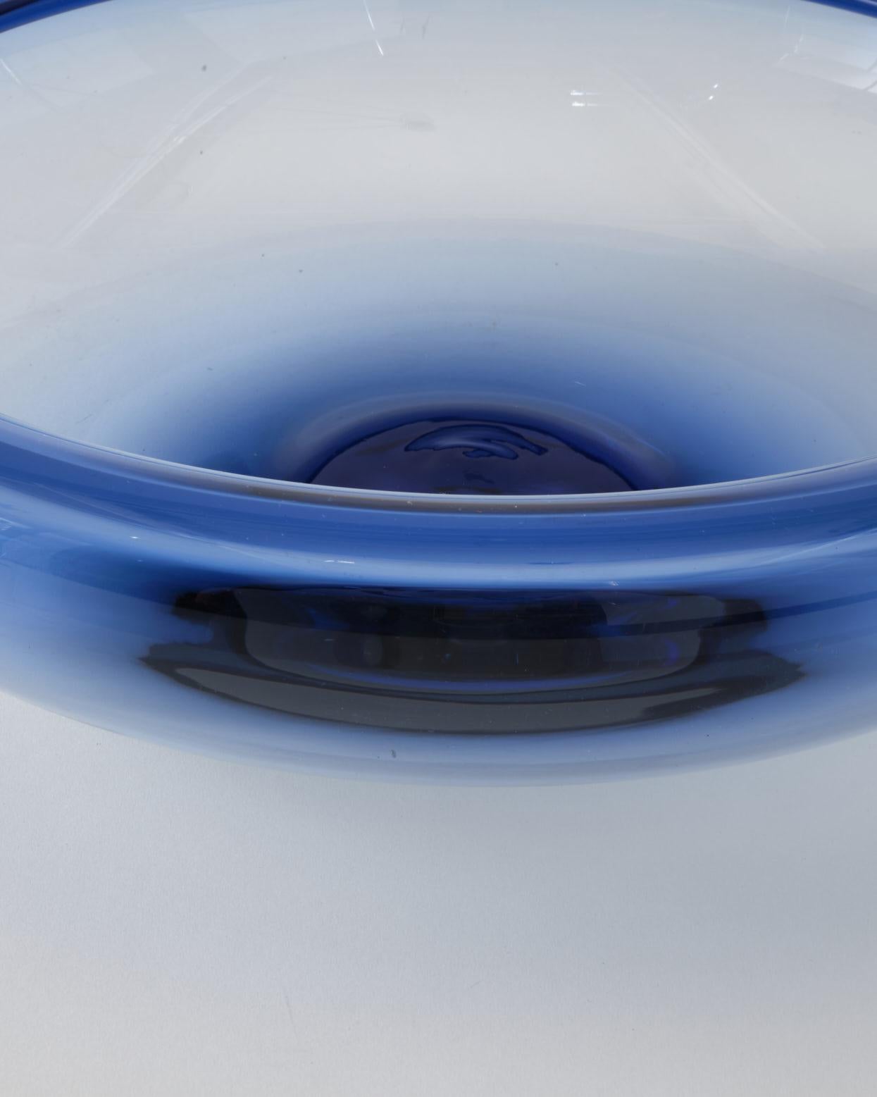 Glass Bowl by Holmegaard, Denmark, Light Blue Color, Large Round Bowl, C 1960 In Good Condition For Sale In New York, NY