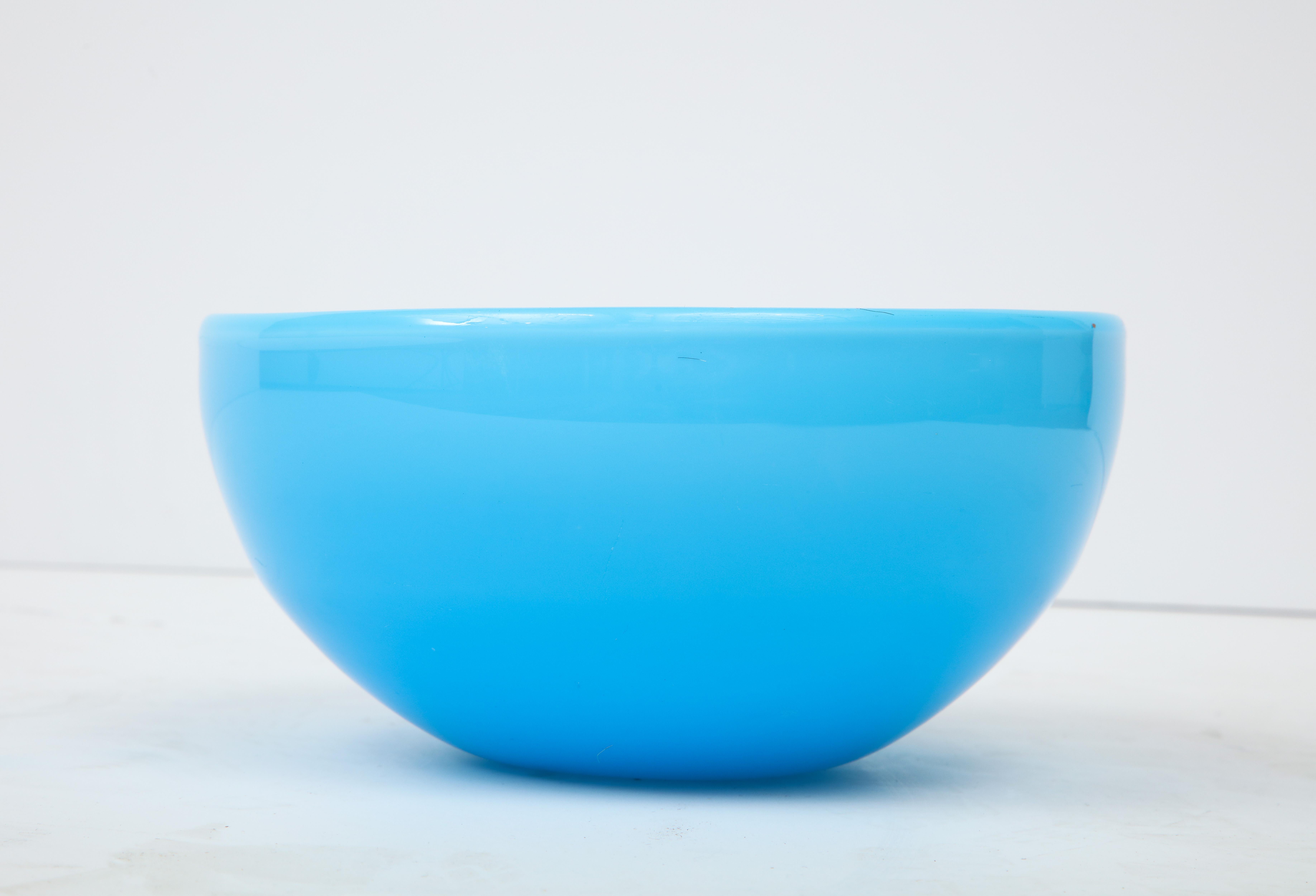 Blown Glass Bowl, Glass, Kosta Boda, Scandinavian, Mid-Century, circa 1970, Turquoise