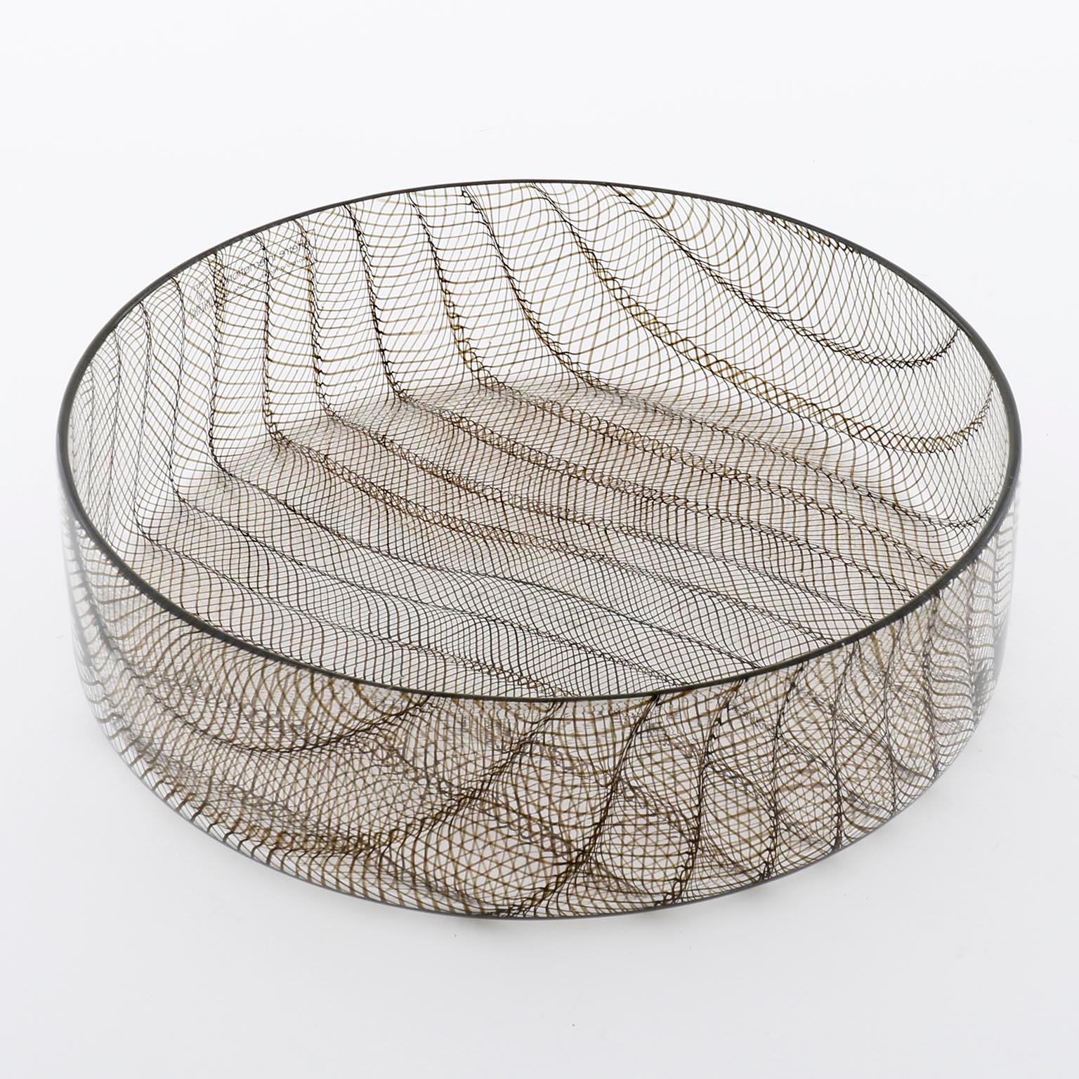 Blown Glass Glass Bowl by Lino Tagliapietra for Effetre, Clear Sepia Black Glass, Italy 1986 For Sale