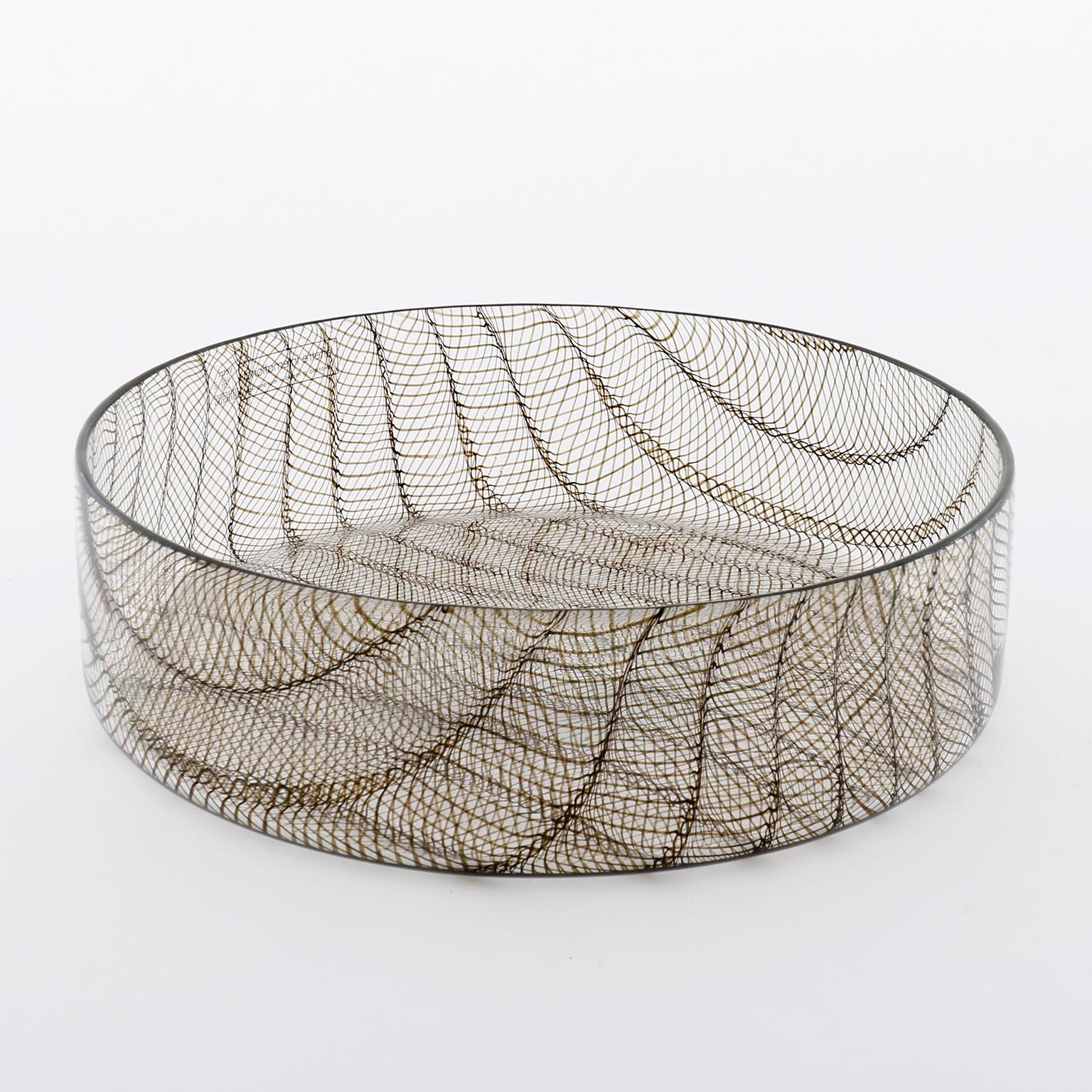Glass Bowl by Lino Tagliapietra for Effetre, Clear Sepia Black Glass, Italy 1986 For Sale 1