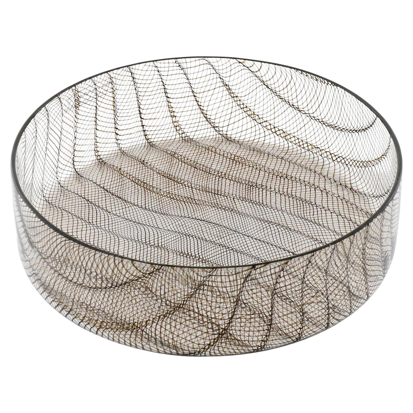 Glass Bowl by Lino Tagliapietra for Effetre, Clear Sepia Black Glass, Italy 1986 For Sale