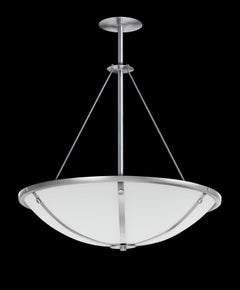 Glass Bowl Chandelier with Brushed Metal Bands