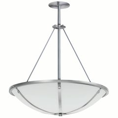 Glass Bowl Chandelier with Brushed Metal Bands