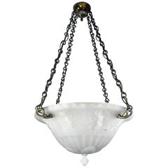 Antique Glass Bowl Chandelier with Dancing Putti