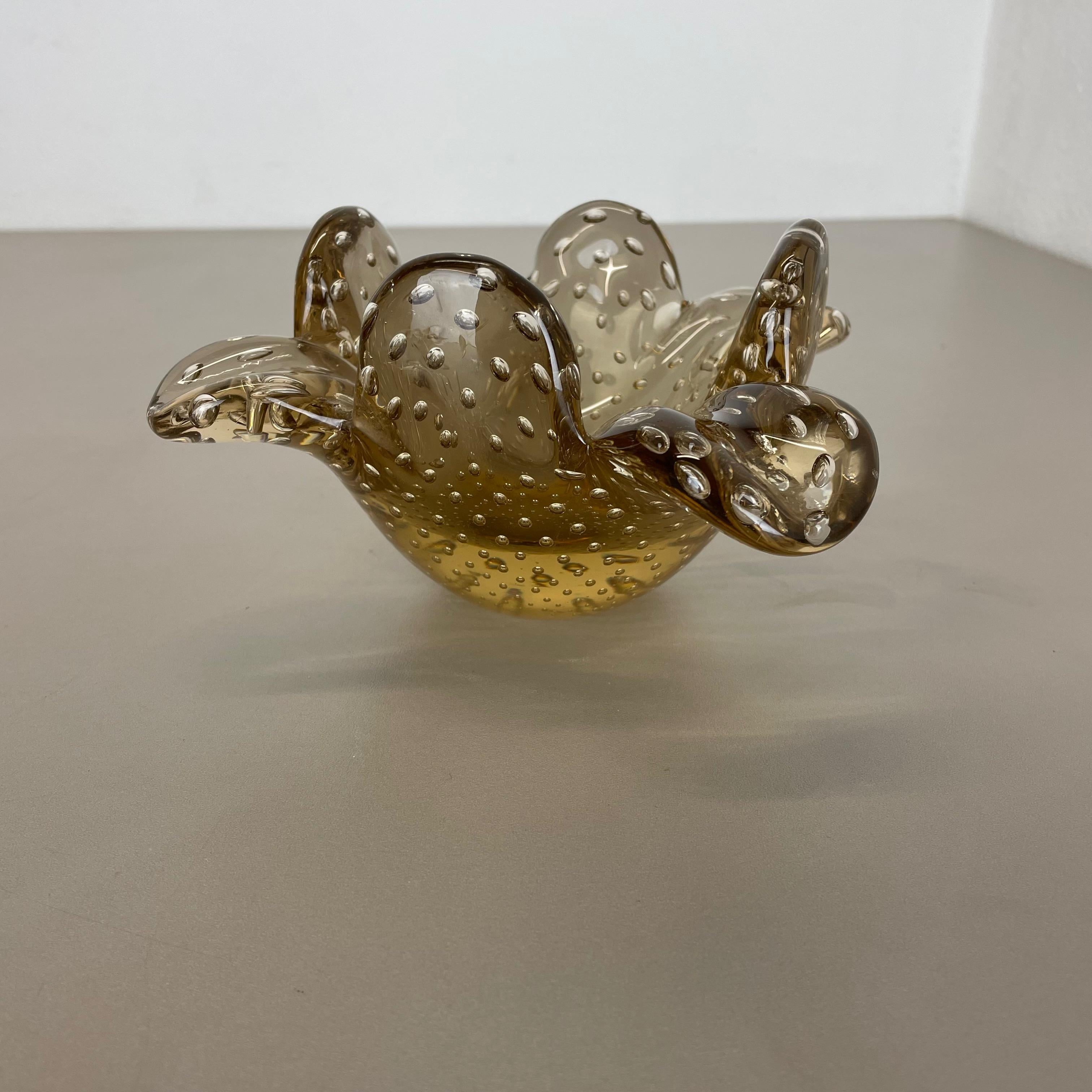 Glass Bowl Element Shell Ashtray Murano Bubble by Barovier and Toso, Italy 1970s For Sale 6