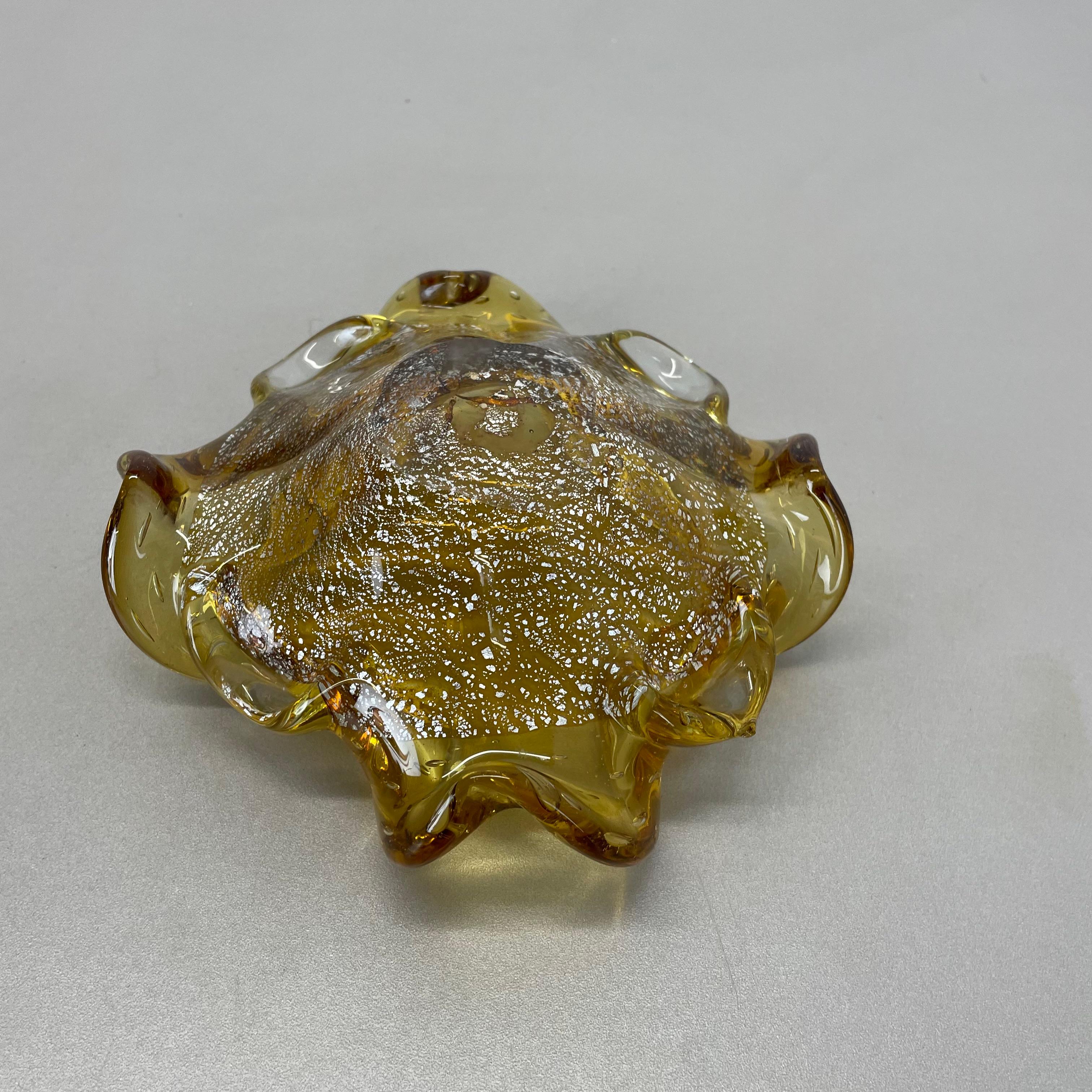 Glass Bowl Element Shell Ashtray Murano Gold Dust Barovier and Toso, Italy 1970s For Sale 10