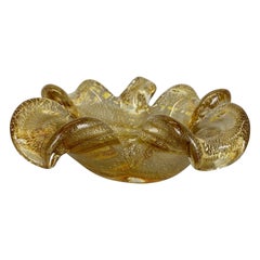 Cendrier en forme de bol en verre de Murano avec poussière dorée Barovier et Toso, Italie, années 1970