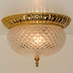 Glass Bowl Flush Mount Limburg Glashutte, Germany, 1960s