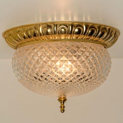 Glass Bowl Flush Mount Limburg Glashutte, Germany, 1960s