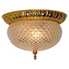 Glass Bowl Flush Mount Limburg Glashutte, Germany, 1960s