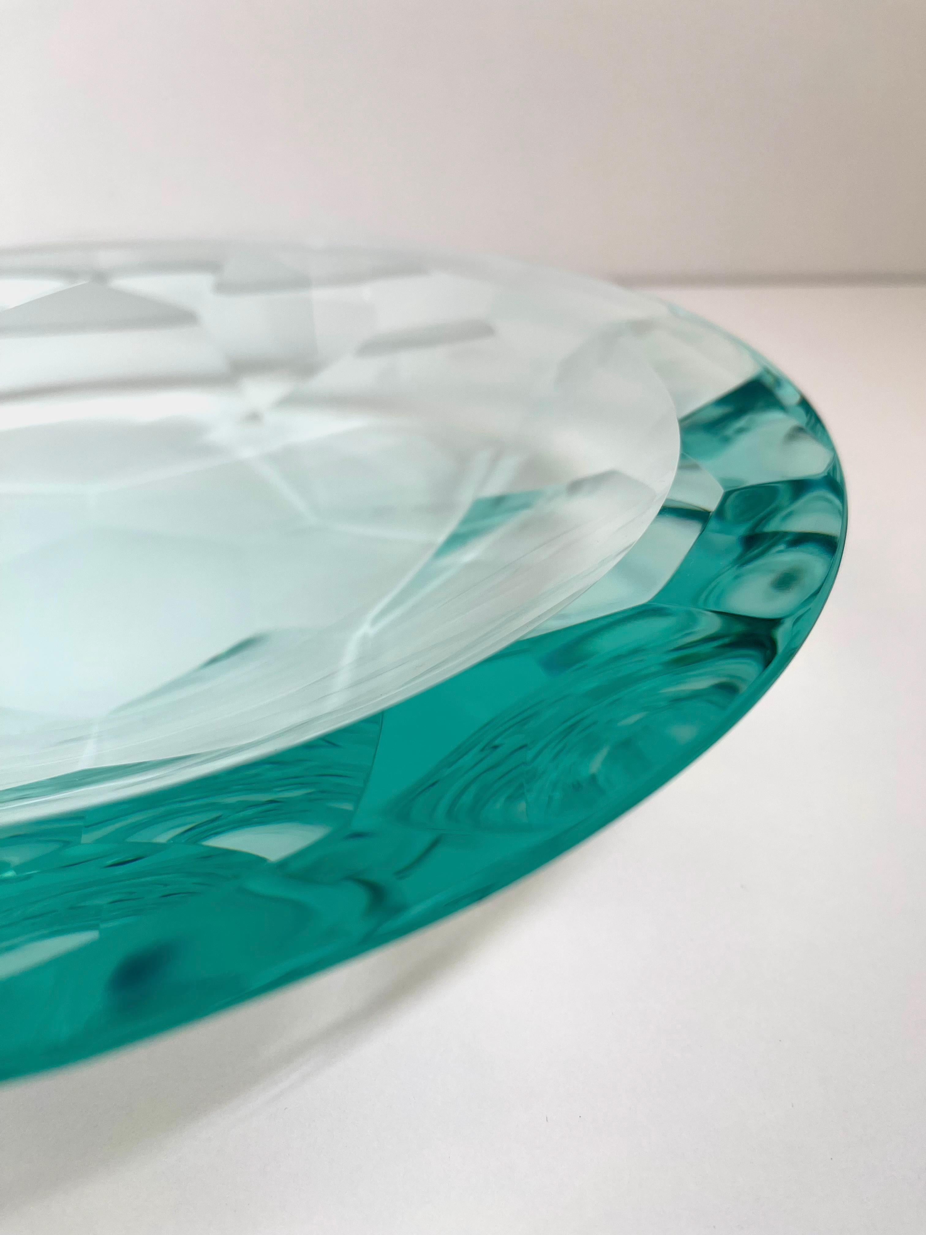 Modern Glass Bowl with Geometric Flower Pattern entirely Handmade by Ghiró Studio For Sale
