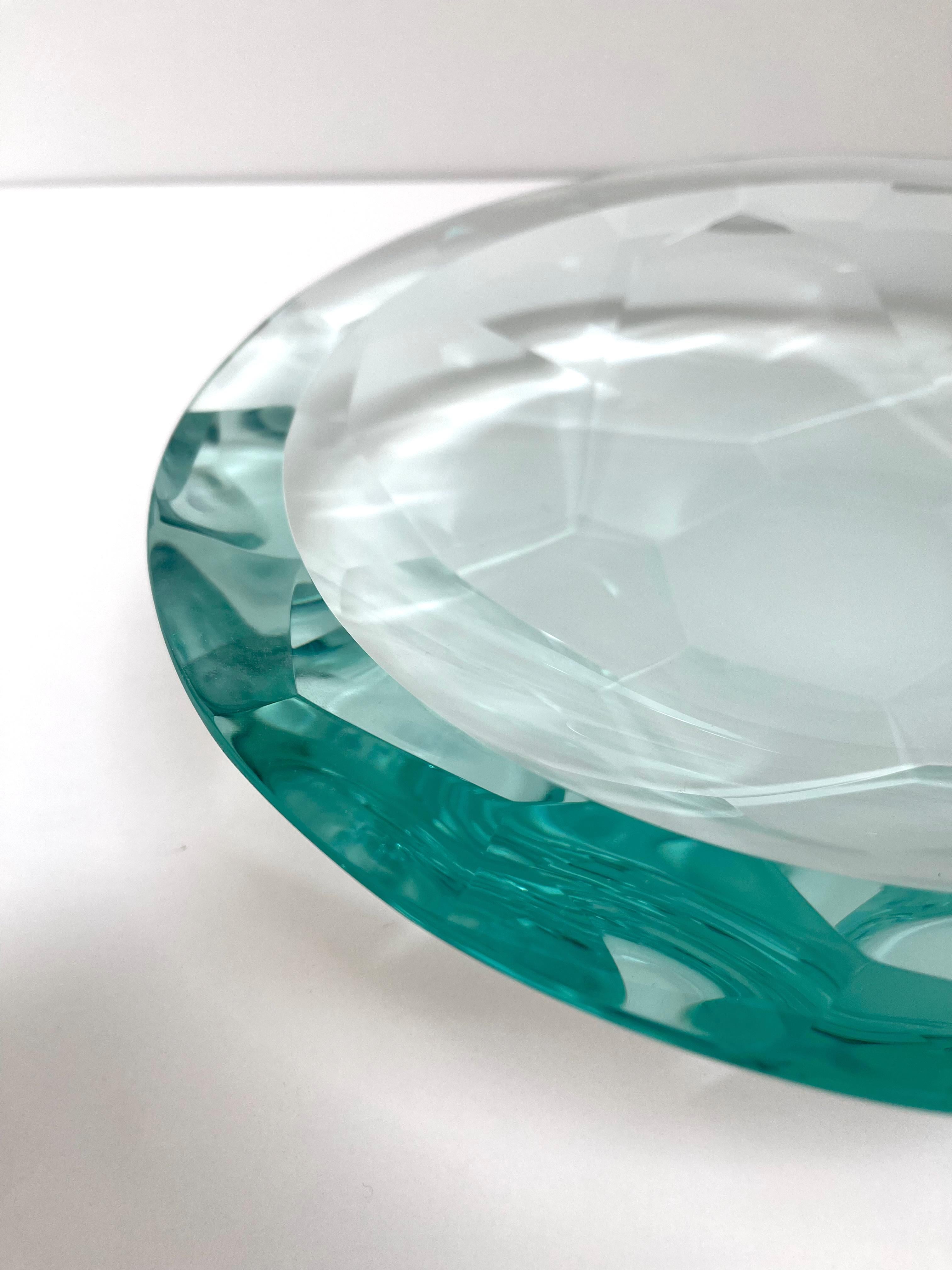 Italian Glass Bowl with Geometric Flower Pattern entirely Handmade by Ghiró Studio For Sale