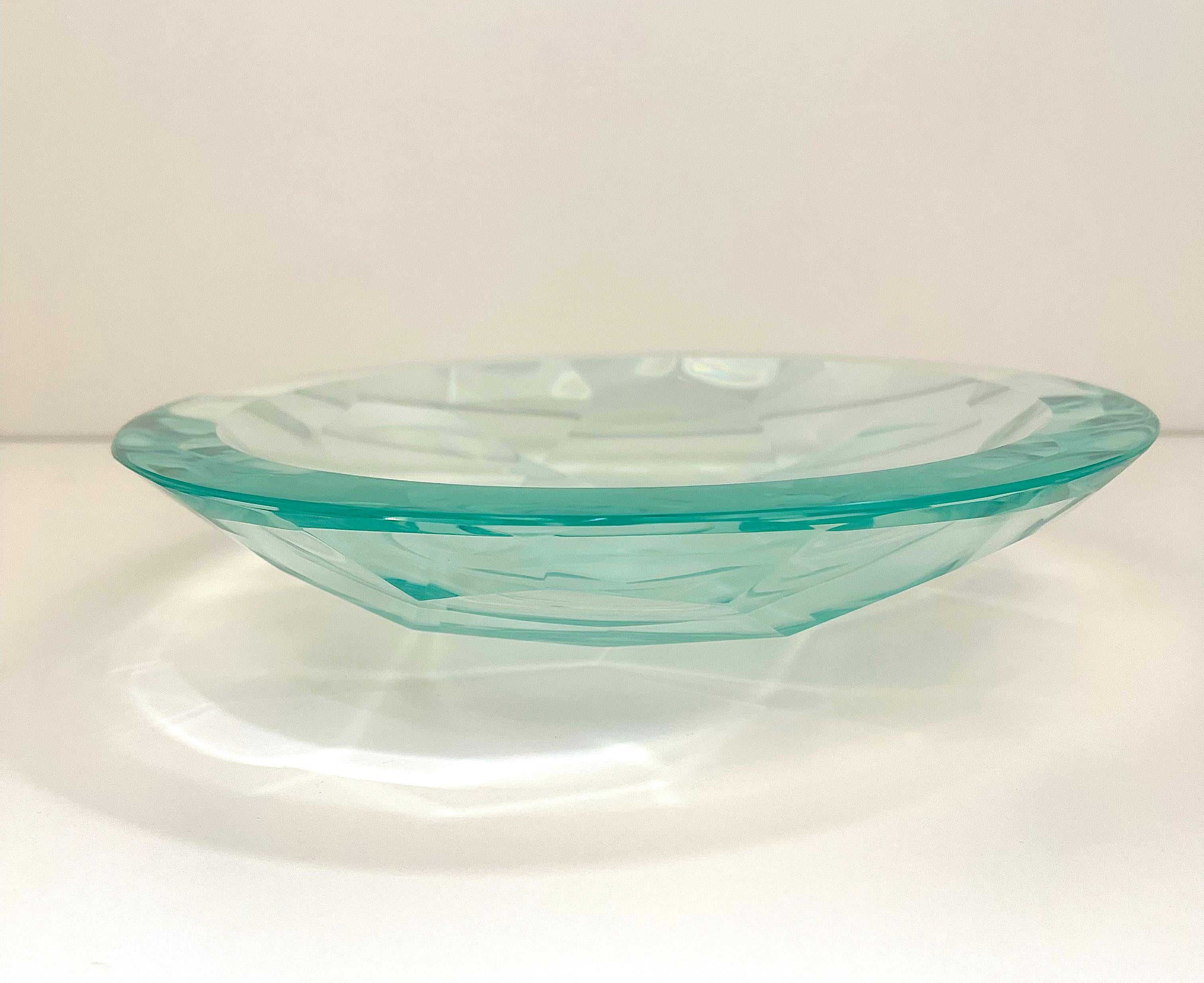 Glass Bowl with Geometric Flower Pattern entirely Handmade by Ghiró Studio In New Condition For Sale In Pieve Emanuele, Milano