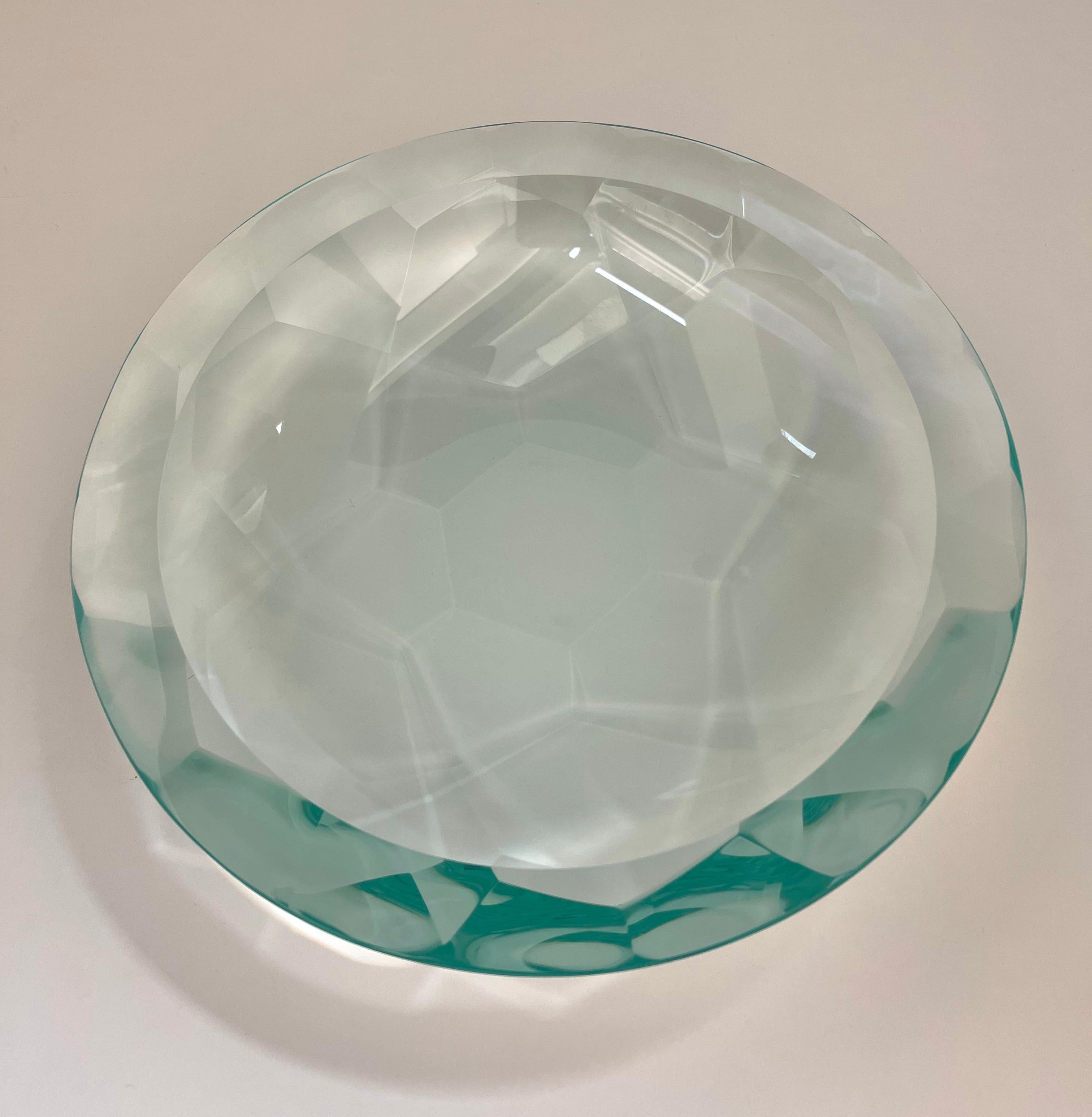 Contemporary Glass Bowl with Geometric Flower Pattern entirely Handmade by Ghiró Studio For Sale